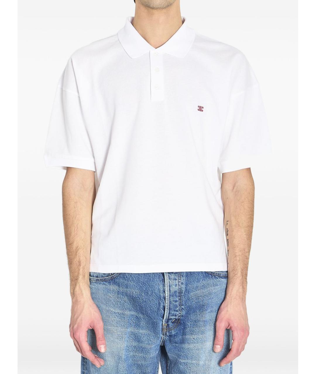 CELINE Белое хлопковое поло с коротким рукавом, фото 4