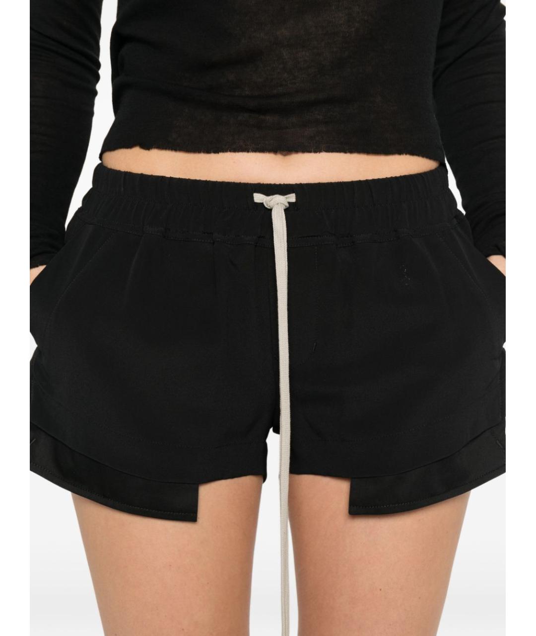 RICK OWENS Черные шелковые шорты, фото 2