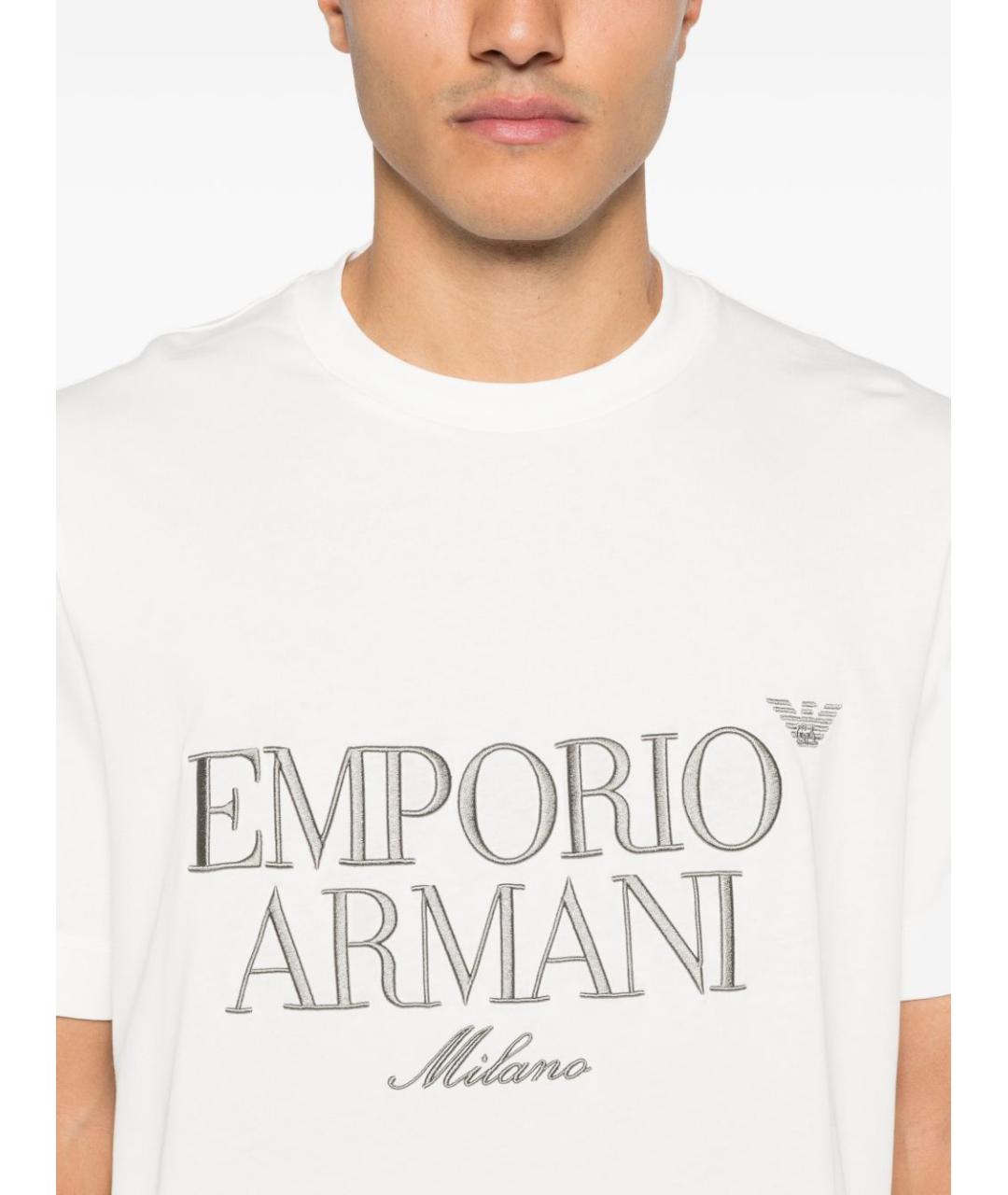 EMPORIO ARMANI Белая хлопковая футболка, фото 4