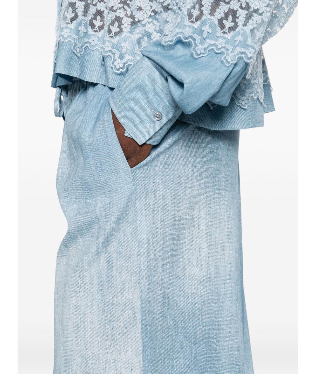 ERMANNO SCERVINO Голубые вискозные прямые брюки, фото 2