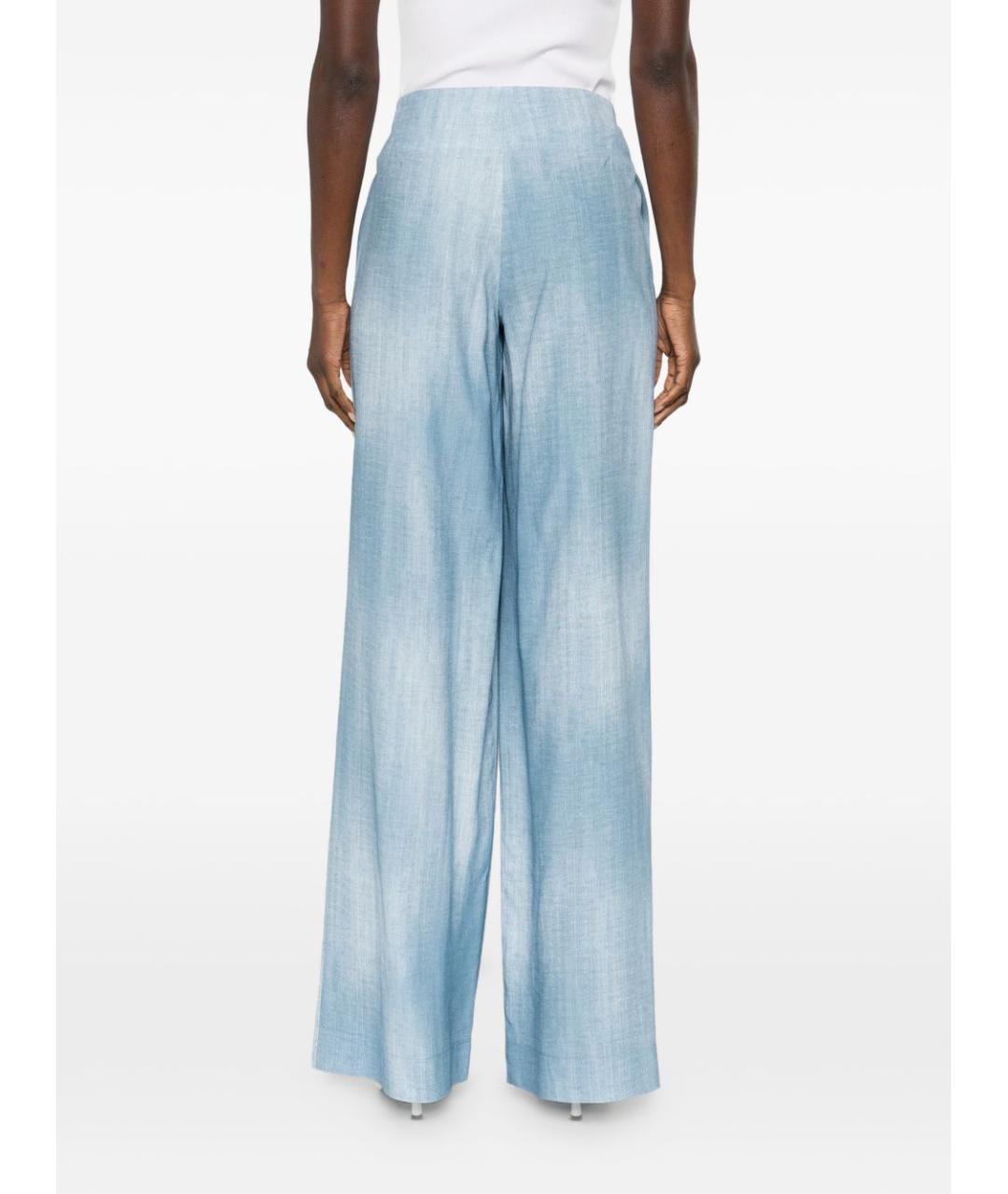 ERMANNO SCERVINO Голубые вискозные прямые брюки, фото 3