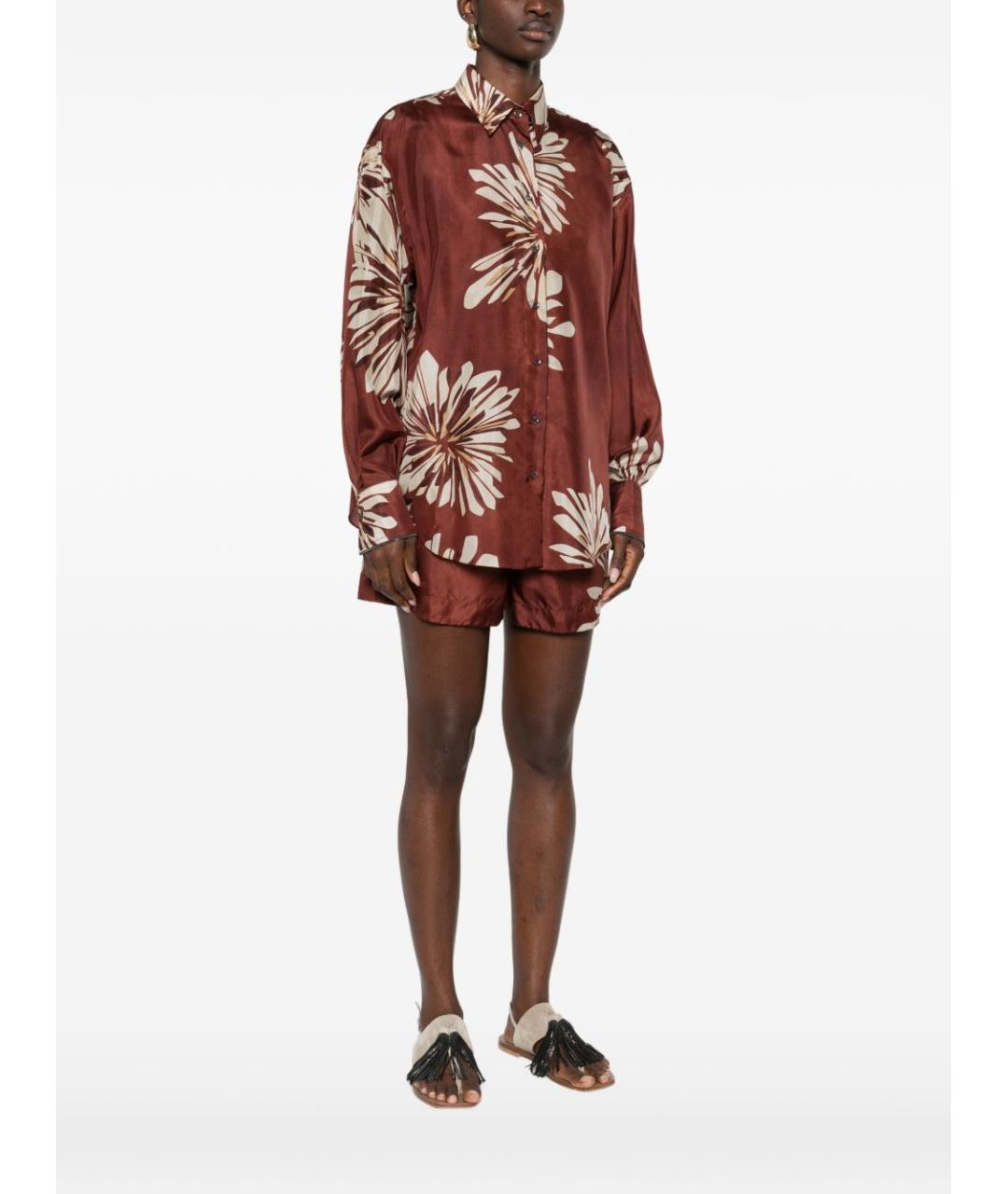 BRUNELLO CUCINELLI Бордовая шелковая рубашка, фото 3