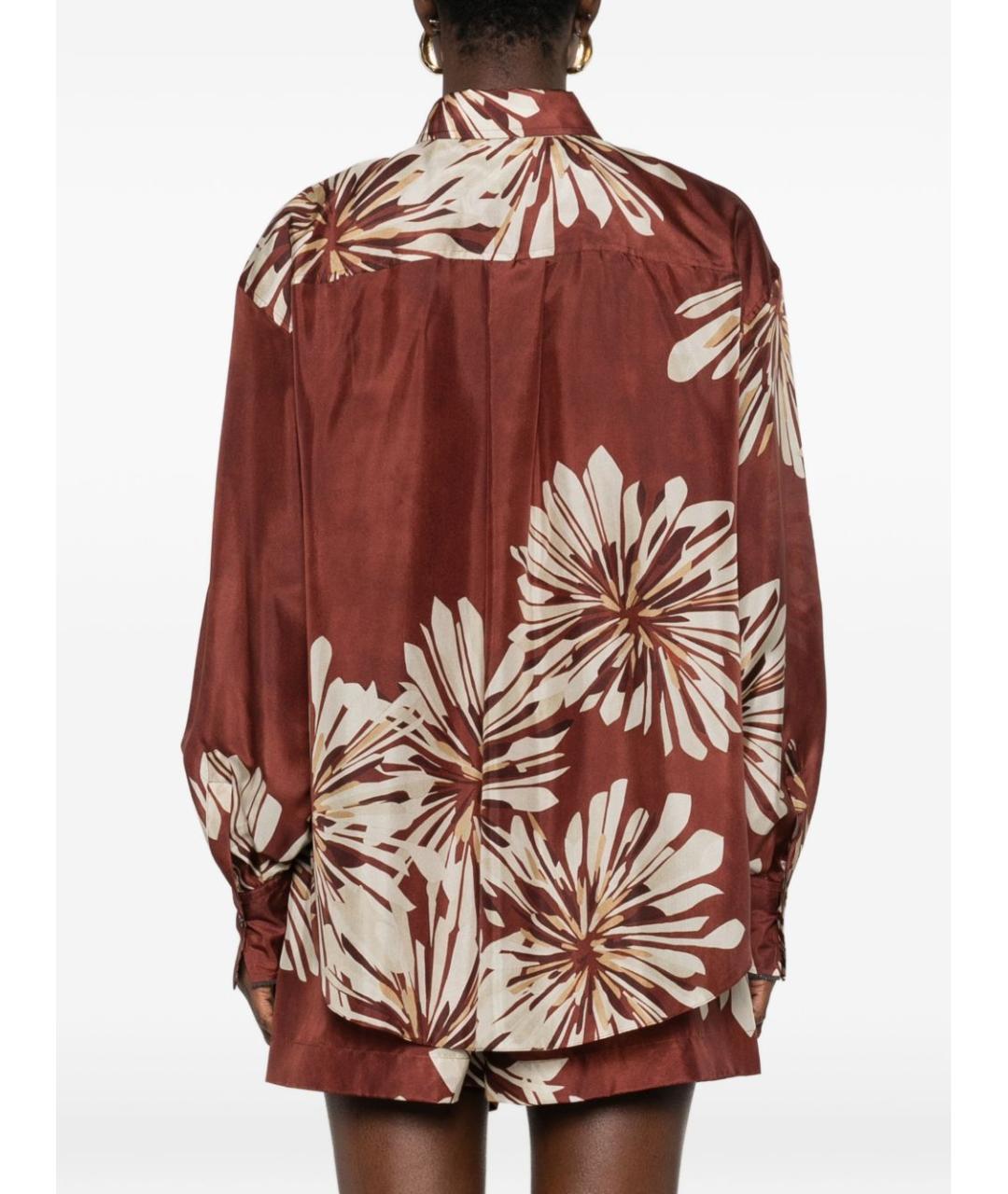 BRUNELLO CUCINELLI Бордовая шелковая рубашка, фото 4