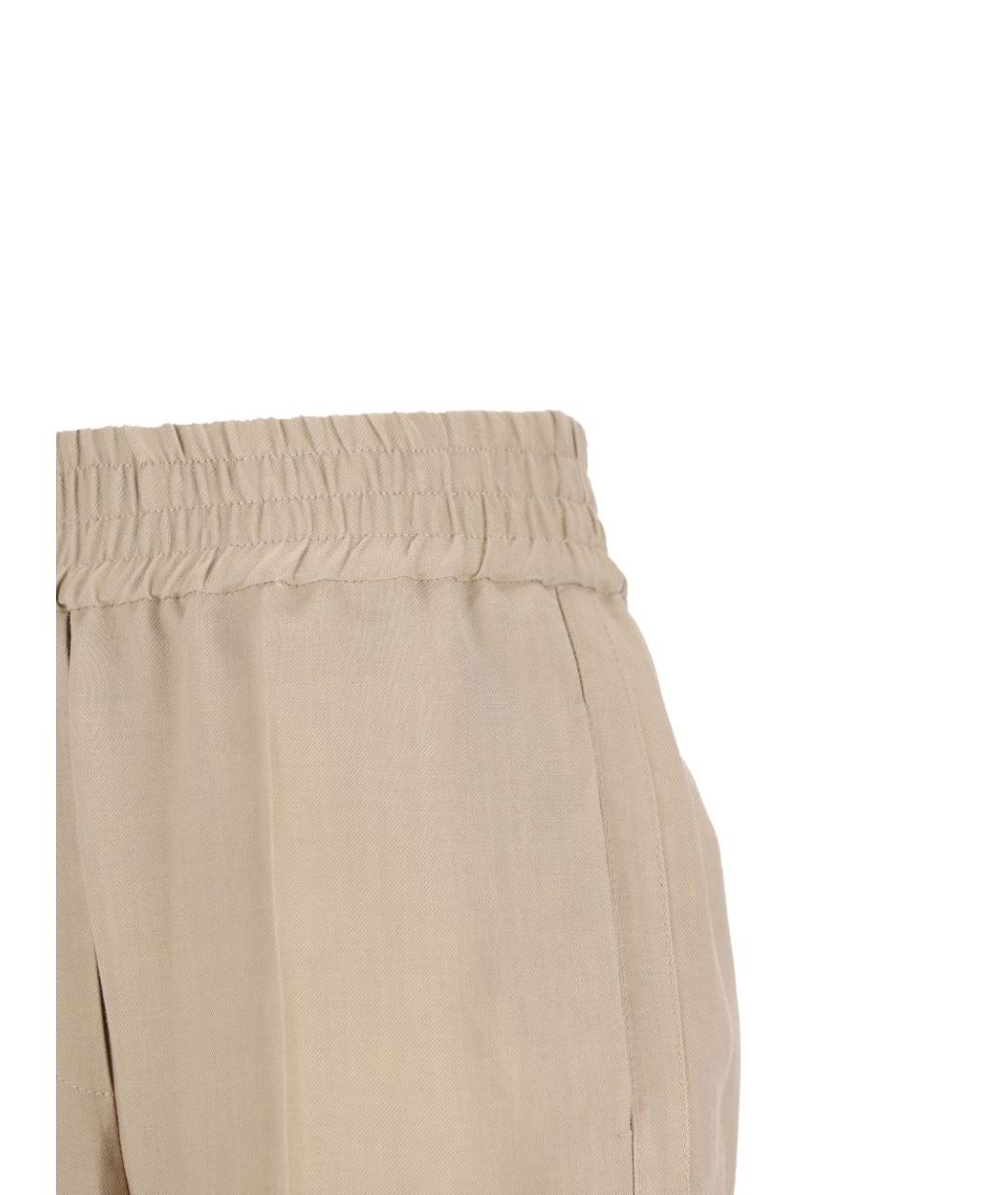 BRUNELLO CUCINELLI Бежевые льняные прямые брюки, фото 4
