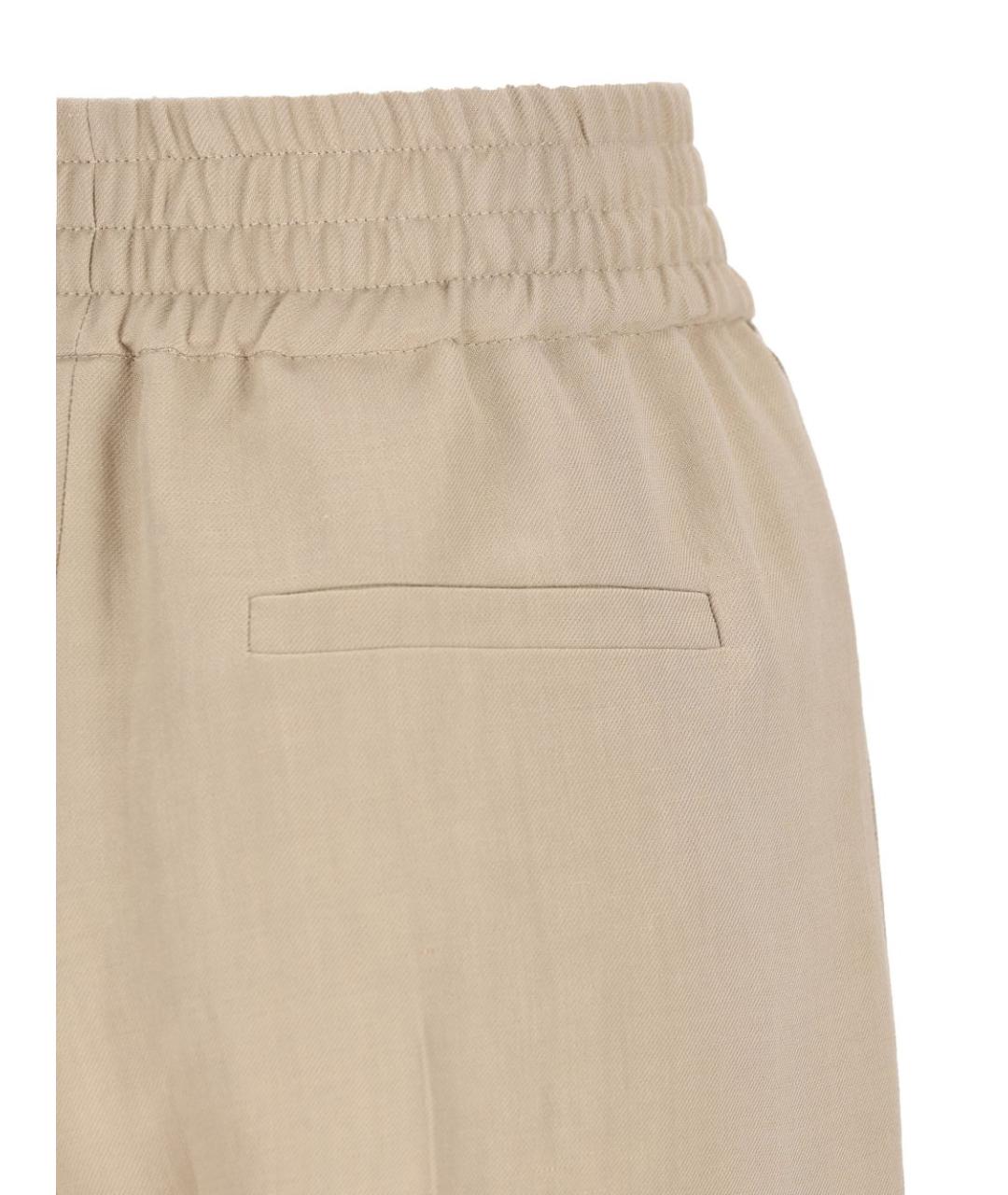 BRUNELLO CUCINELLI Бежевые льняные прямые брюки, фото 2