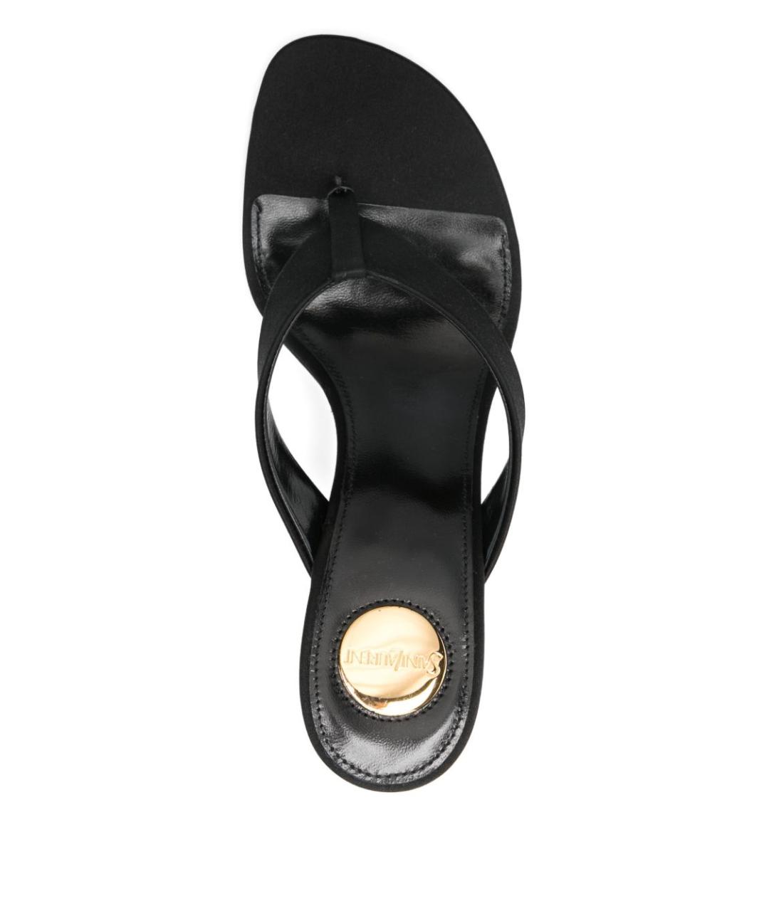 SAINT LAURENT Черные кожаные босоножки, фото 4