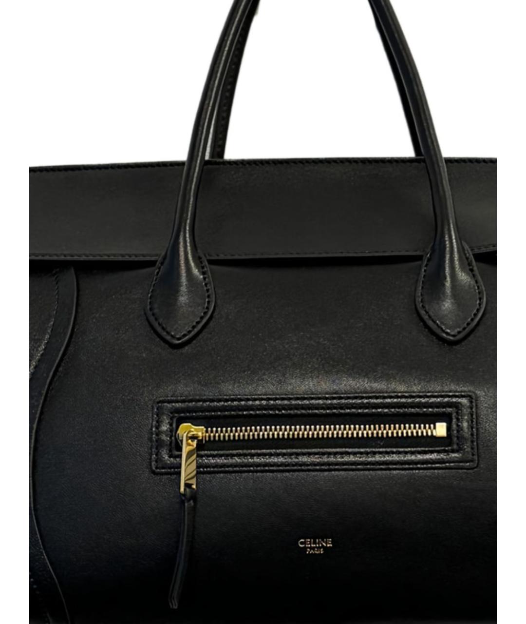 CELINE Черная кожаная сумка тоут, фото 2