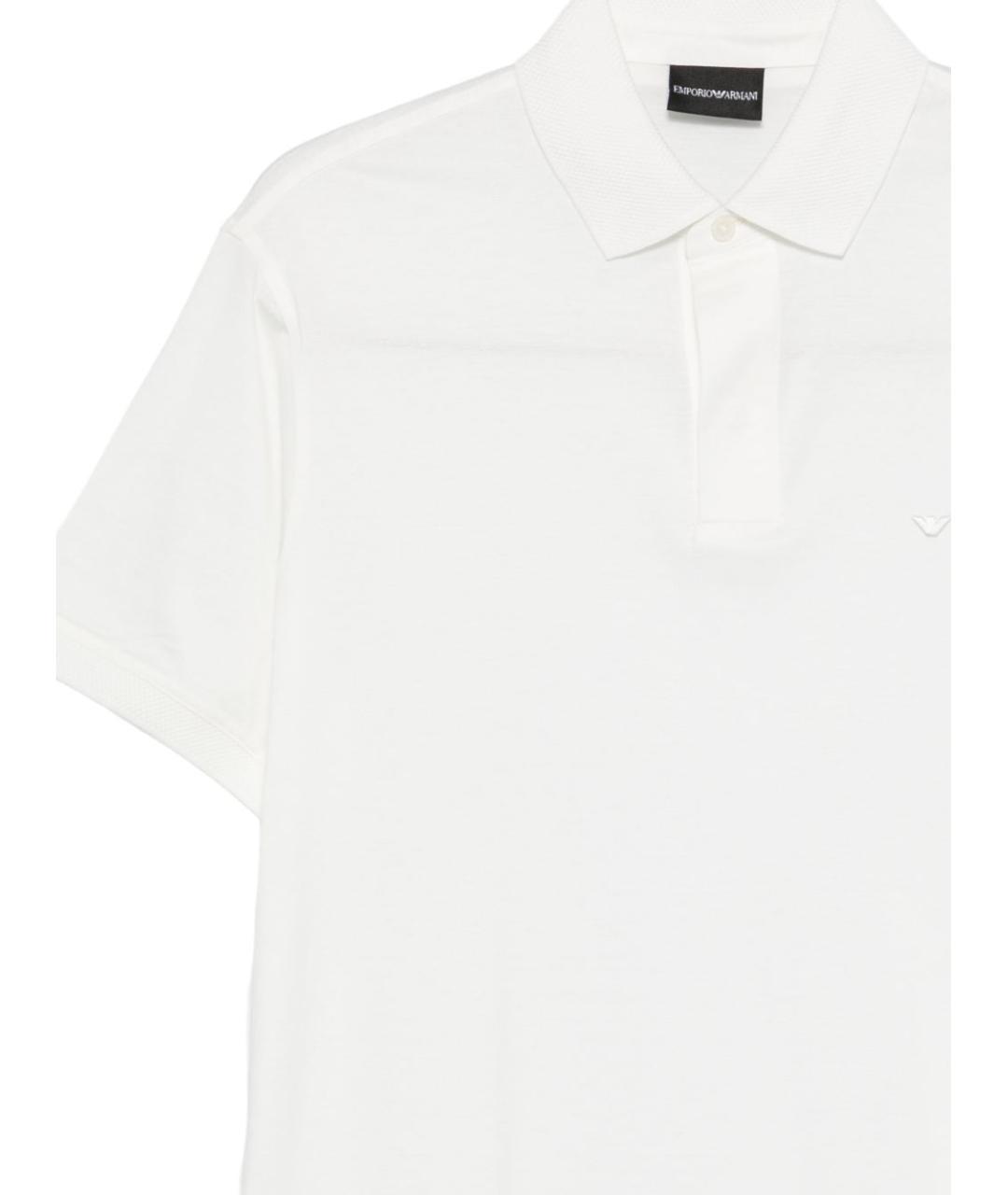 EMPORIO ARMANI Белое хлопковое поло с коротким рукавом, фото 3