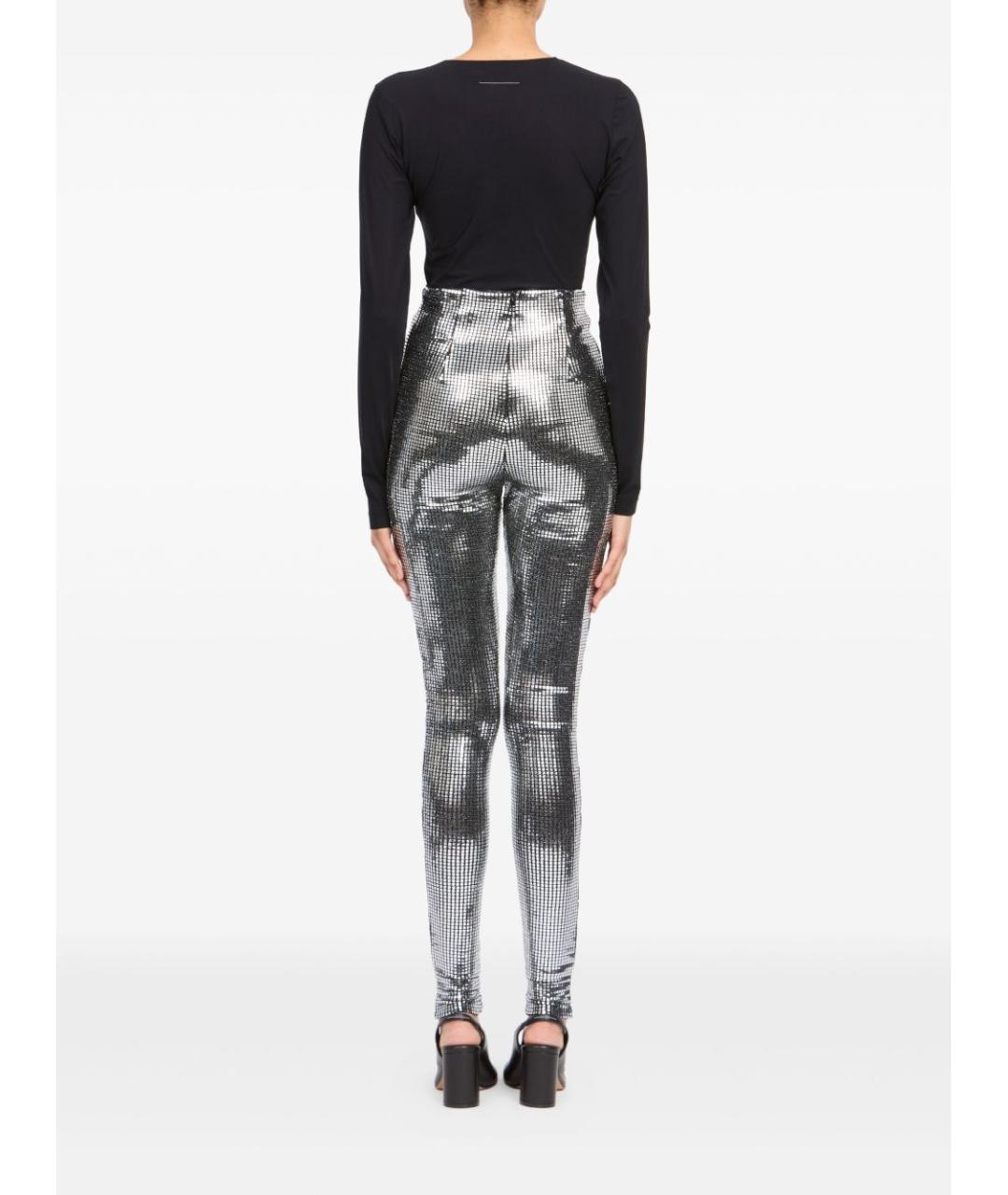 MM6 MAISON MARGIELA Серебряные полиамидовые брюки узкие, фото 2