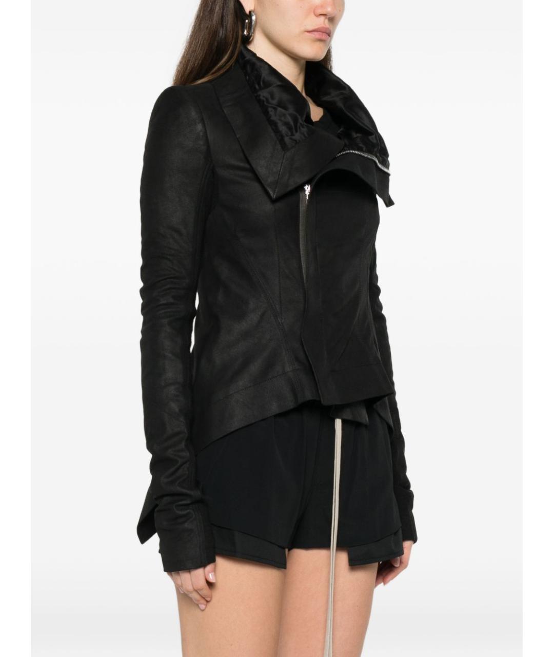 RICK OWENS Черная кожаная куртка, фото 3