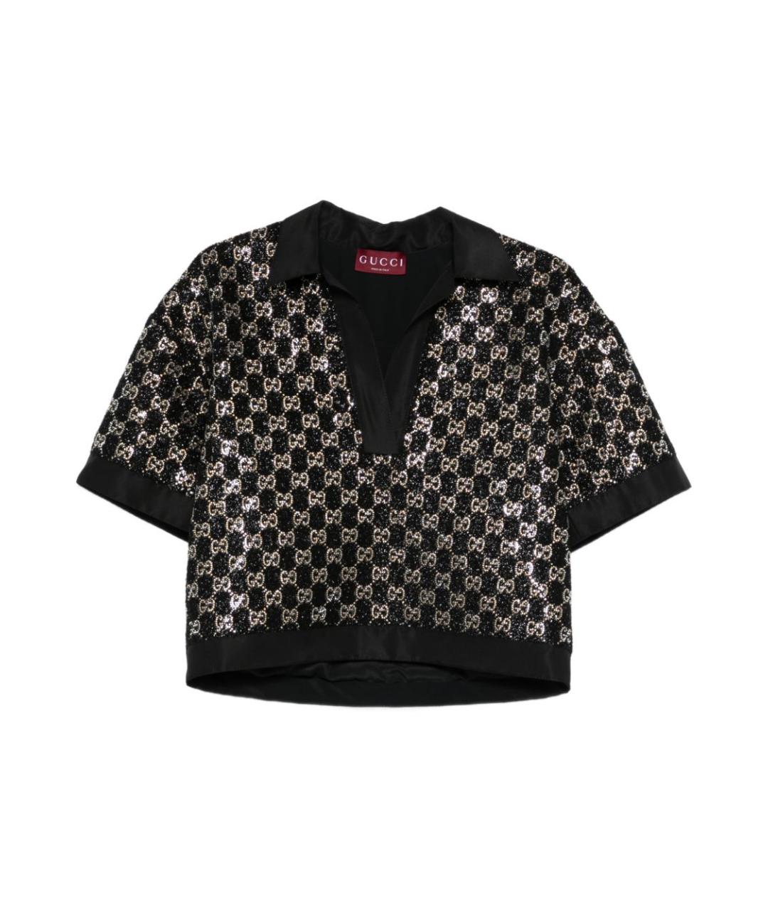 GUCCI Черная вискозная футболка, фото 1