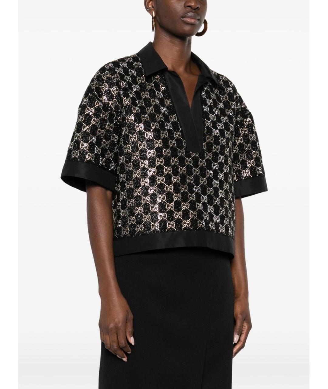 GUCCI Черная вискозная футболка, фото 3