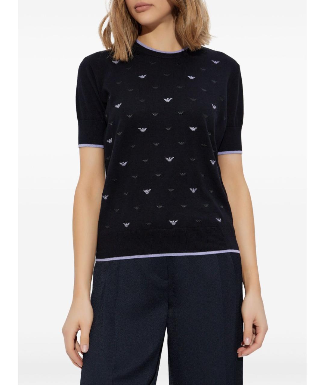 EMPORIO ARMANI Черный хлопковый джемпер / свитер, фото 4