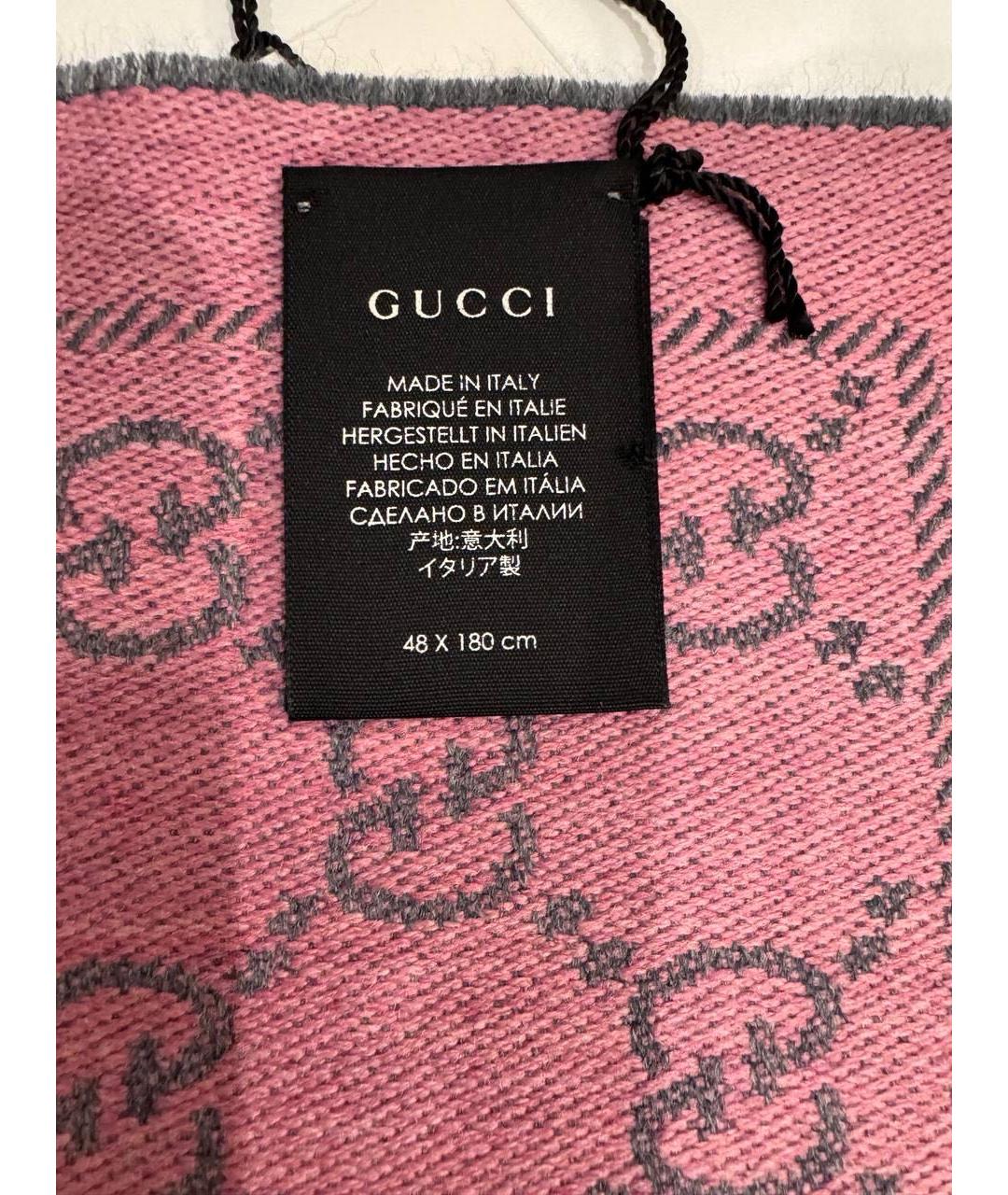 GUCCI Розовый шерстяной шарф, фото 2