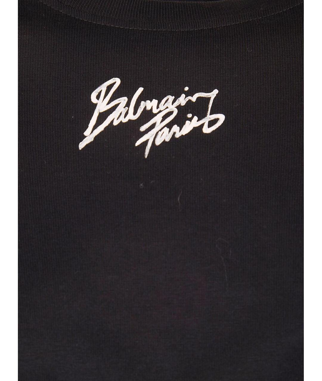 BALMAIN Черная хлопковая футболка, фото 2