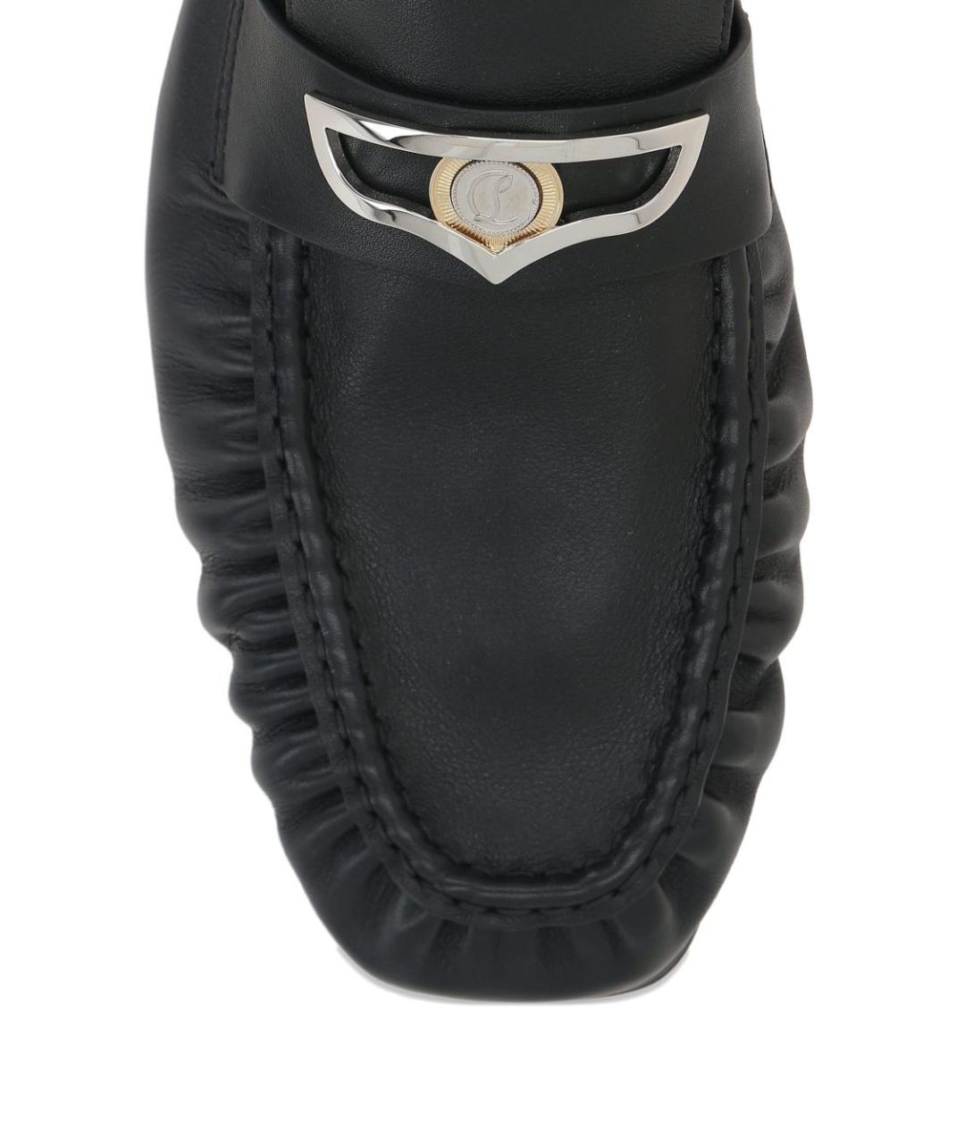 CHRISTIAN LOUBOUTIN Черные кожаные лоферы, фото 4