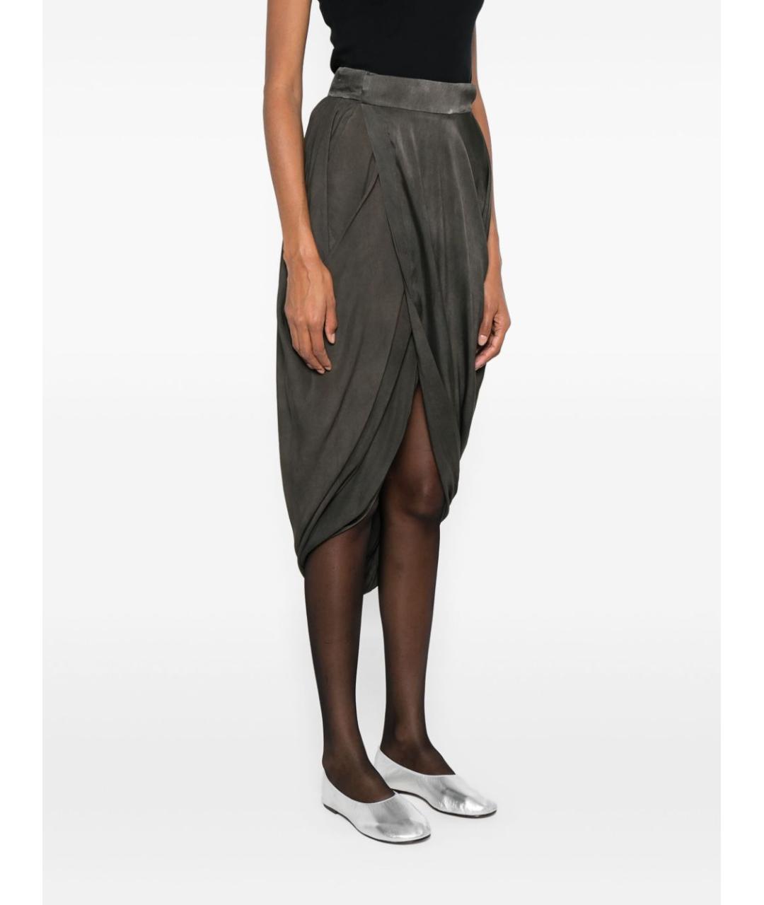 UMA WANG Серая шелковая юбка миди, фото 5