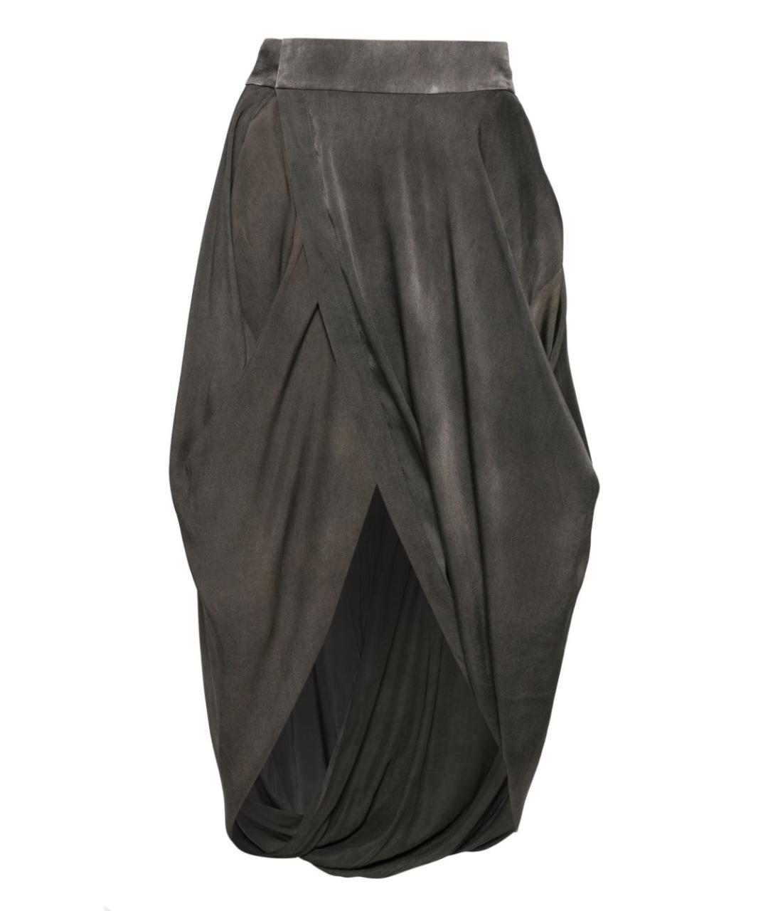 UMA WANG Серая шелковая юбка миди, фото 1