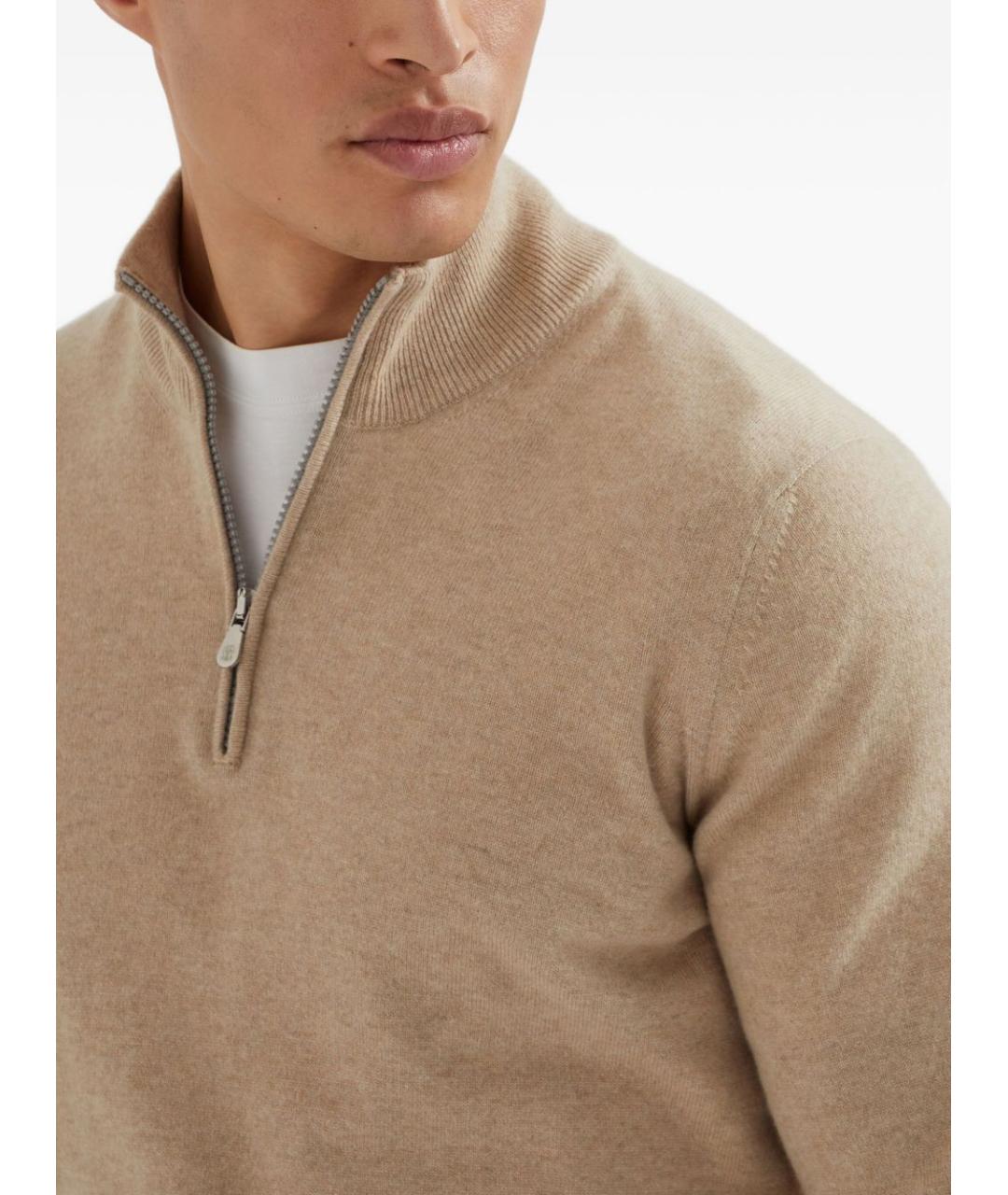 BRUNELLO CUCINELLI Бежевый кашемировый джемпер / свитер, фото 6