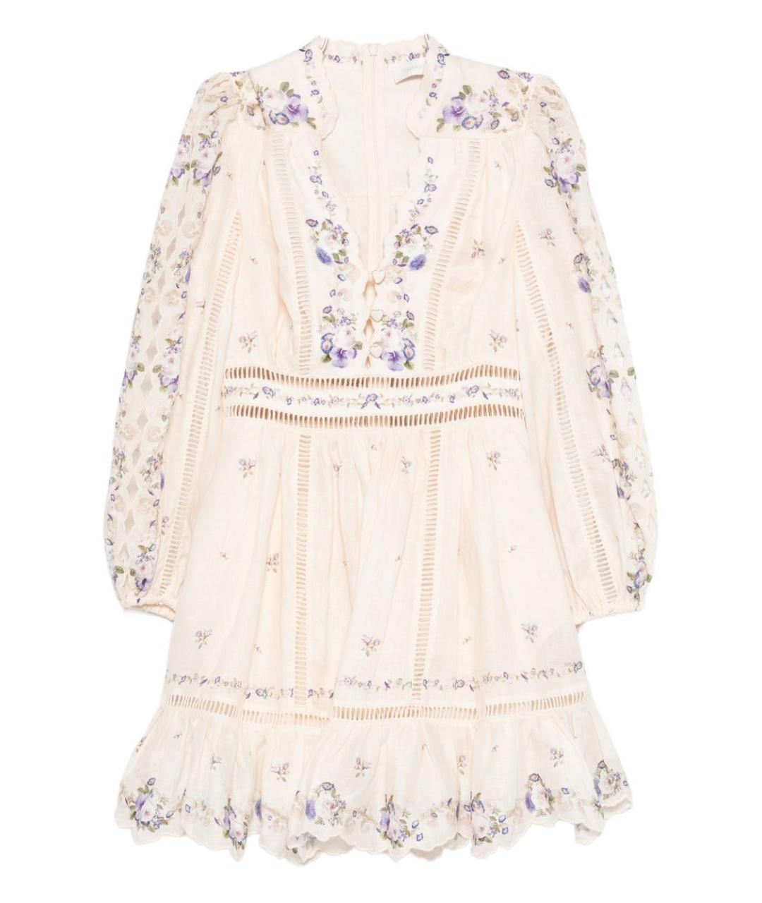 ZIMMERMANN Бежевое льняное повседневное платье, фото 1