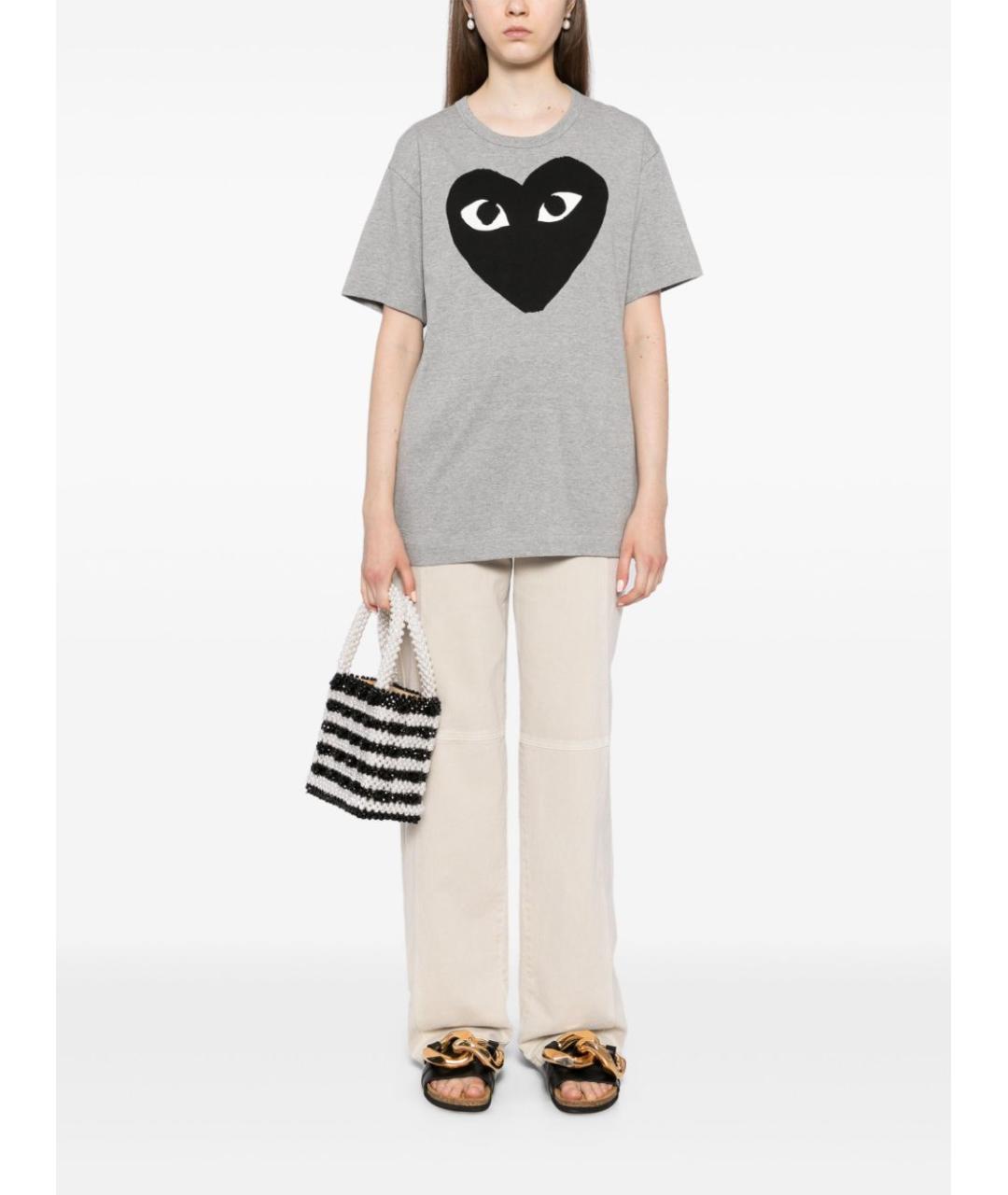 COMME DES GARÇONS Серая хлопковая футболка, фото 3