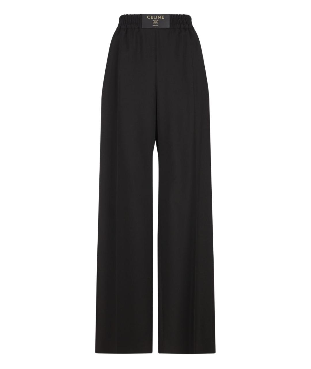 CELINE Черные шерстяные прямые брюки, фото 1