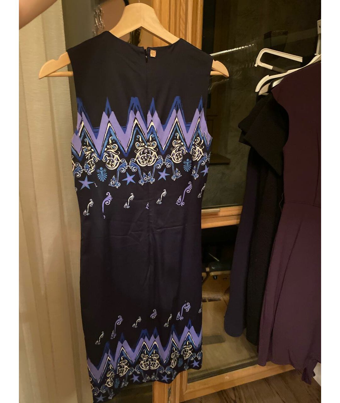 VERSACE COLLECTION Темно-синее вискозное коктейльное платье, фото 2