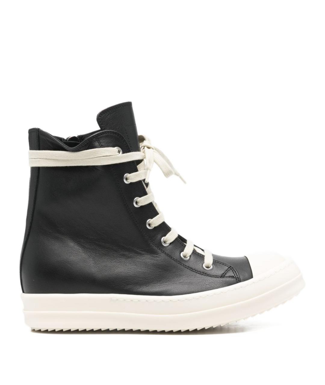 RICK OWENS Черные кожаные кеды, фото 1