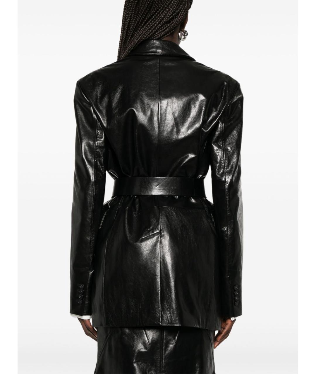 SPORTMAX Черный кожаный жакет/пиджак, фото 2