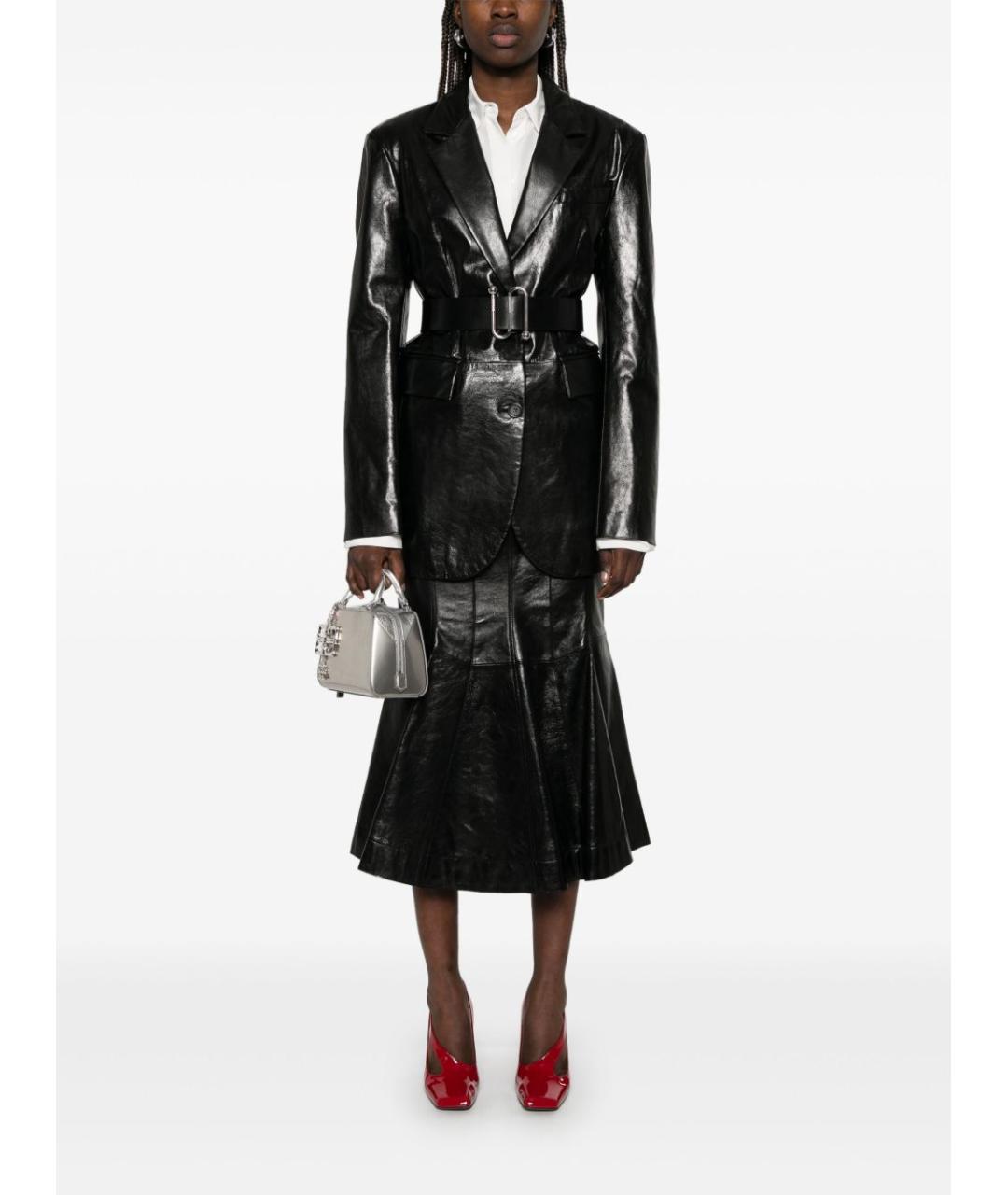 SPORTMAX Черный кожаный жакет/пиджак, фото 4