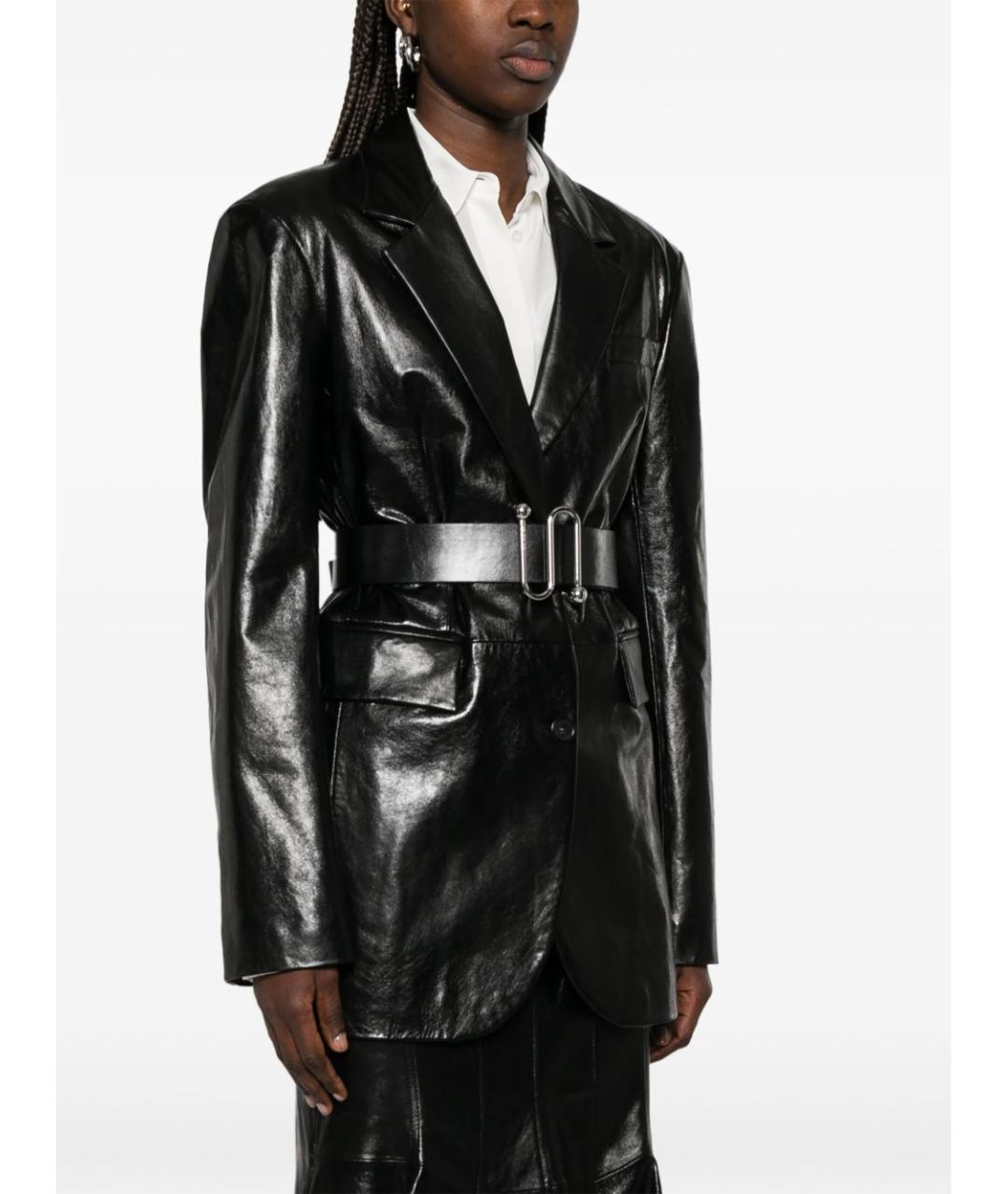 SPORTMAX Черный кожаный жакет/пиджак, фото 5