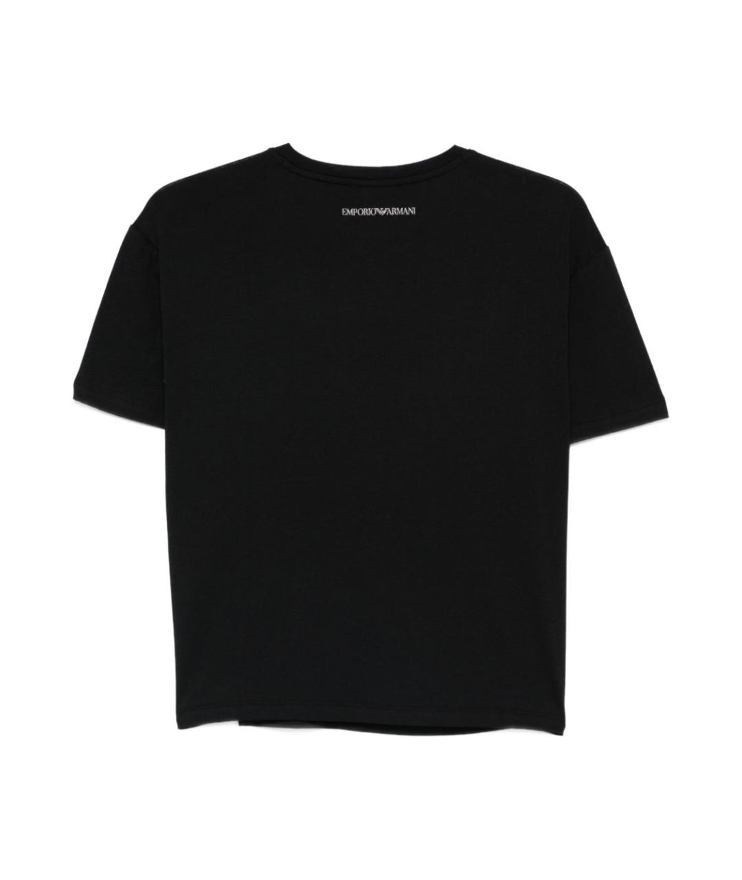 EMPORIO ARMANI Черная хлопковая футболка, фото 2