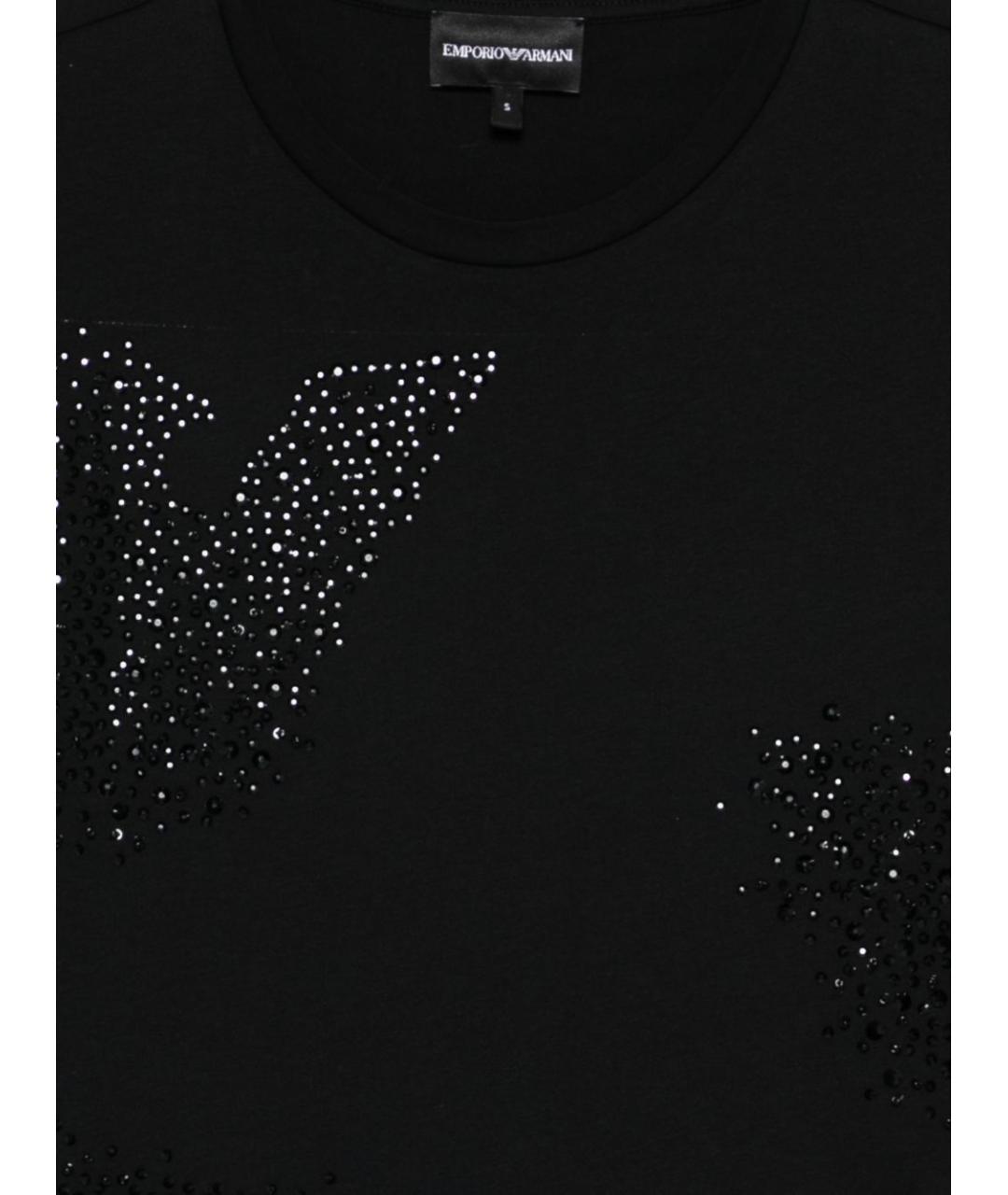 EMPORIO ARMANI Черная хлопковая футболка, фото 3