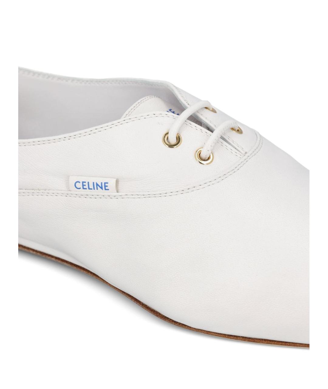 CELINE Белые кожаные кроссовки, фото 4