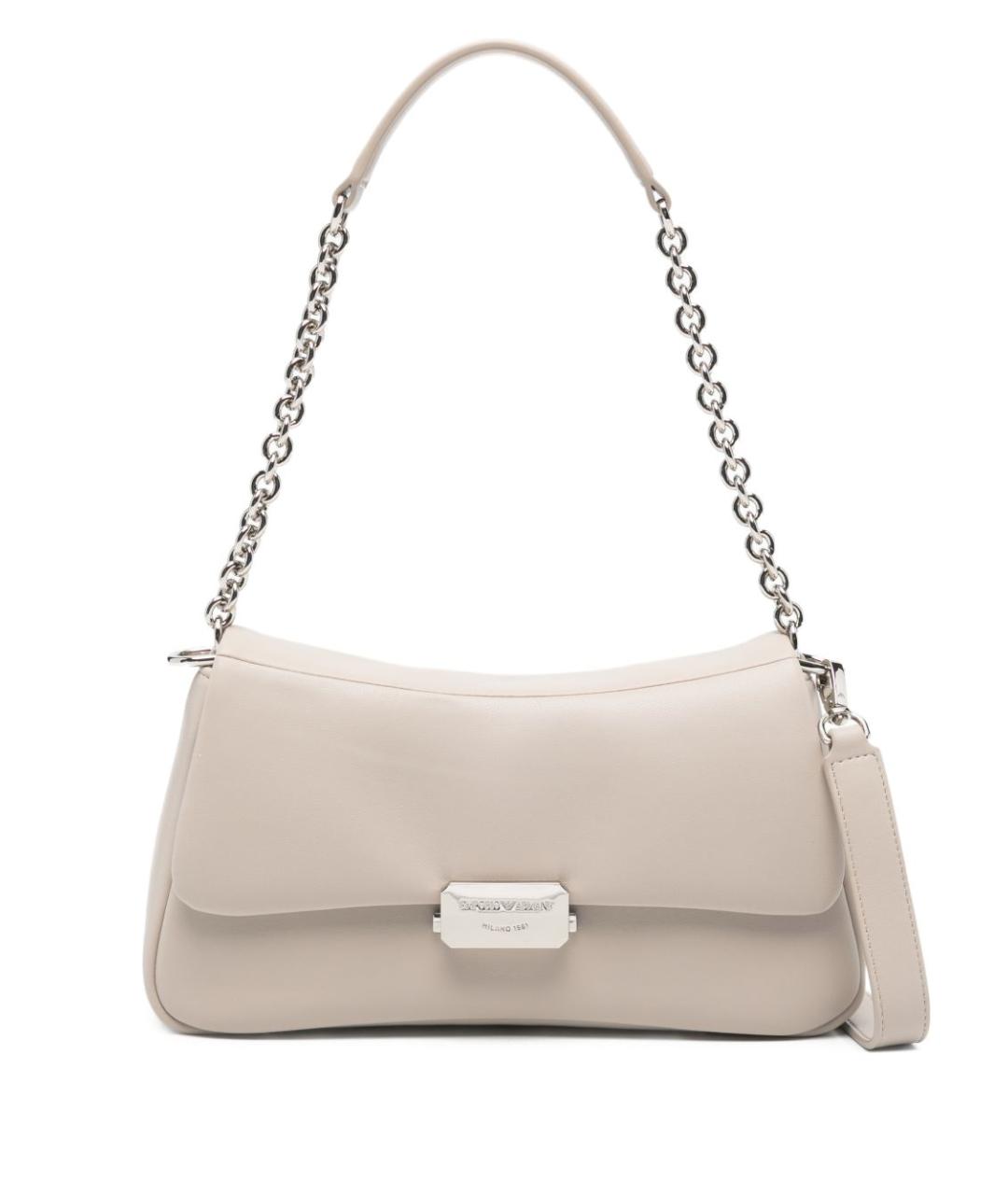 EMPORIO ARMANI Бежевая кожаная сумка через плечо, фото 1