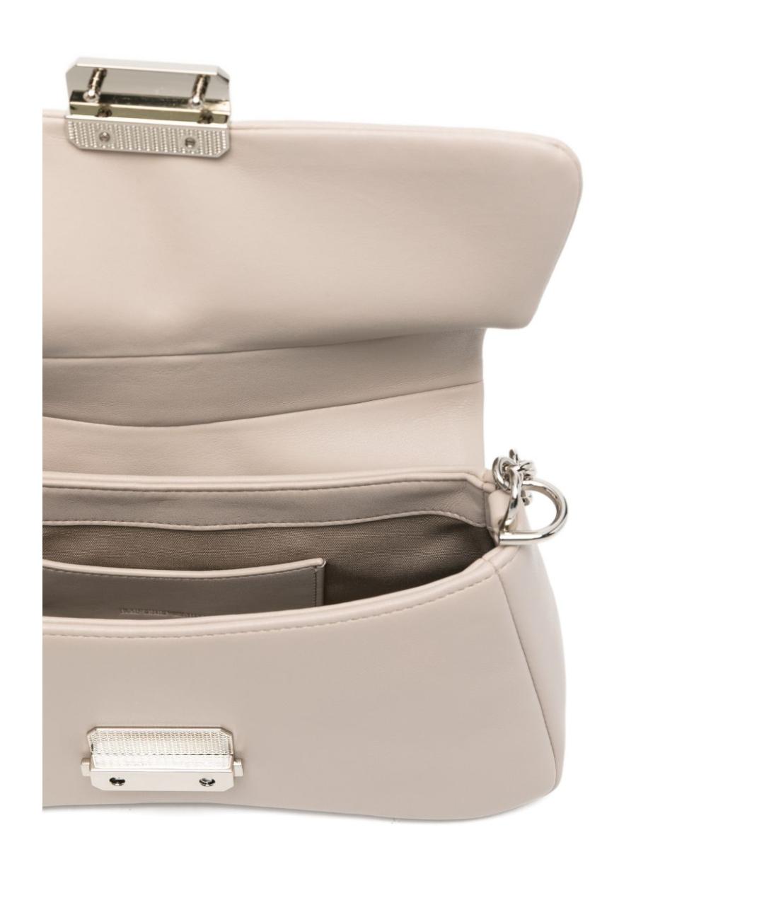 EMPORIO ARMANI Бежевая кожаная сумка через плечо, фото 3