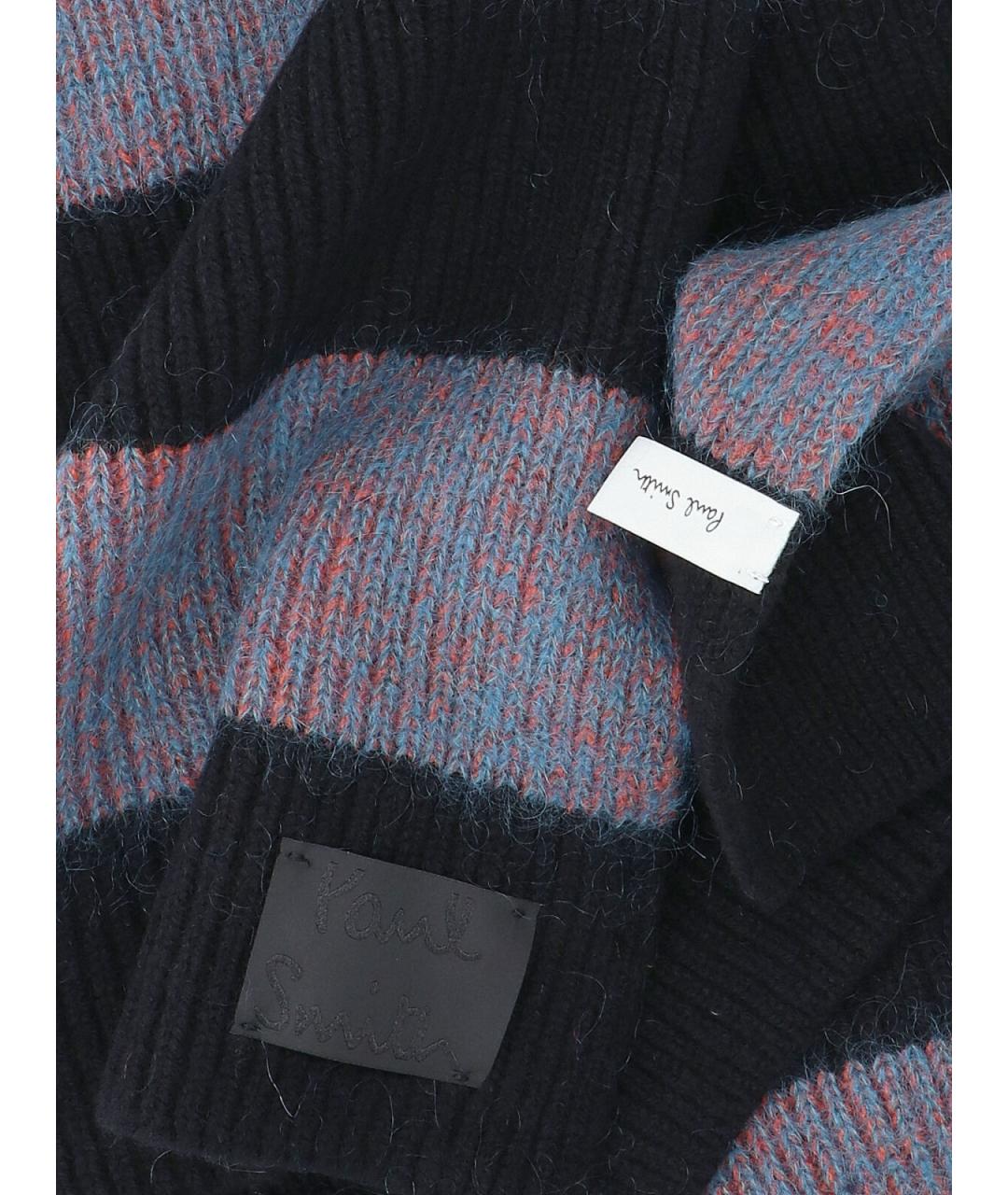 PAUL SMITH Черный шерстяной шарф, фото 3