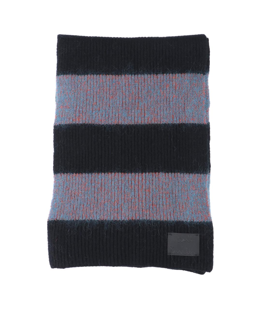 PAUL SMITH Черный шерстяной шарф, фото 2