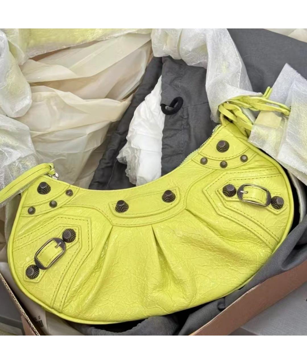 BALENCIAGA Желтая кожаная сумка через плечо, фото 4