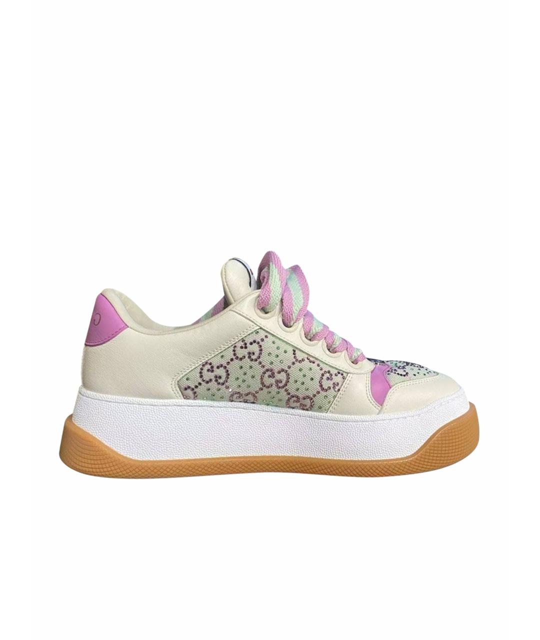 GUCCI Зеленые кожаные кроссовки, фото 1