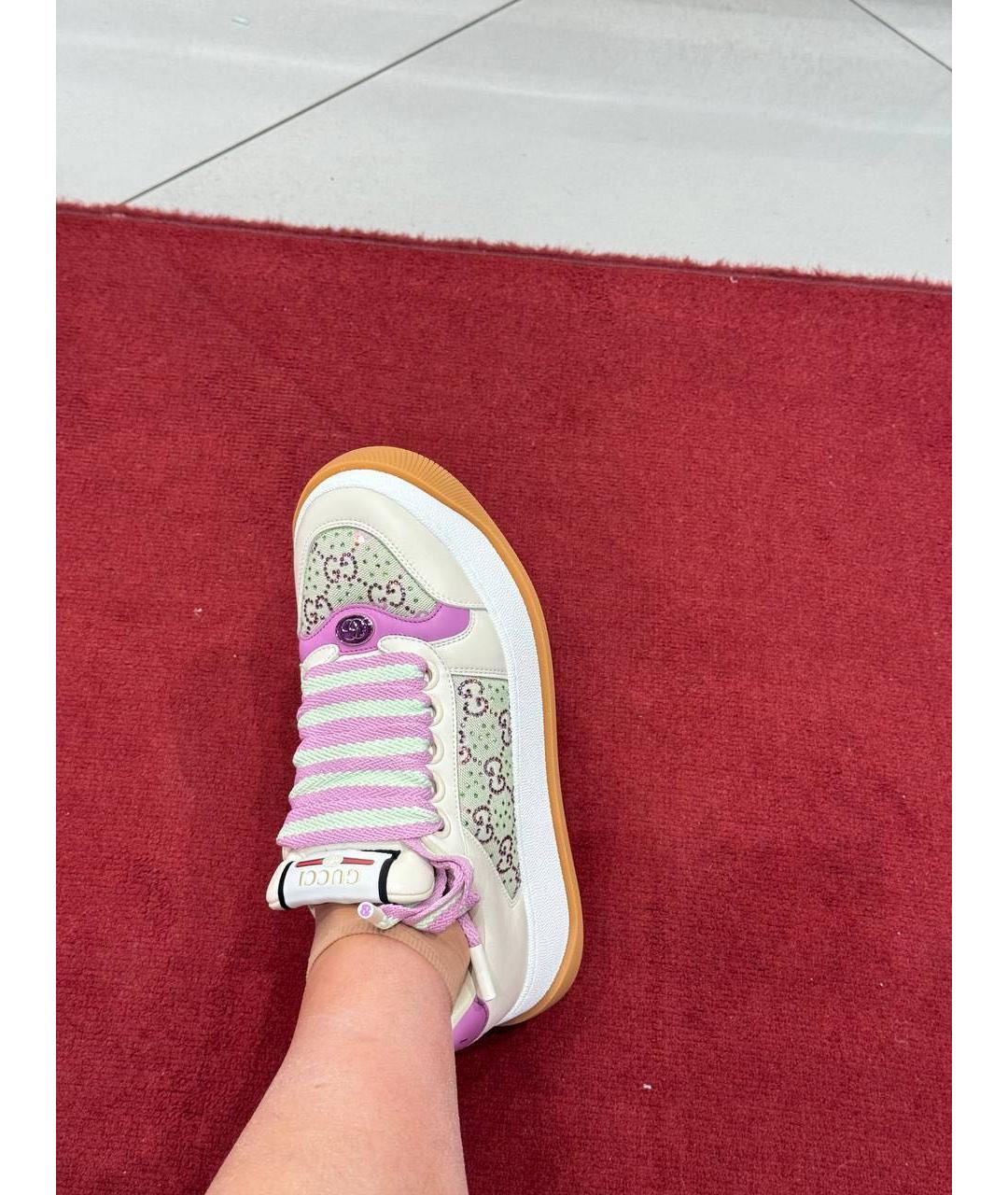 GUCCI Зеленые кожаные кроссовки, фото 3