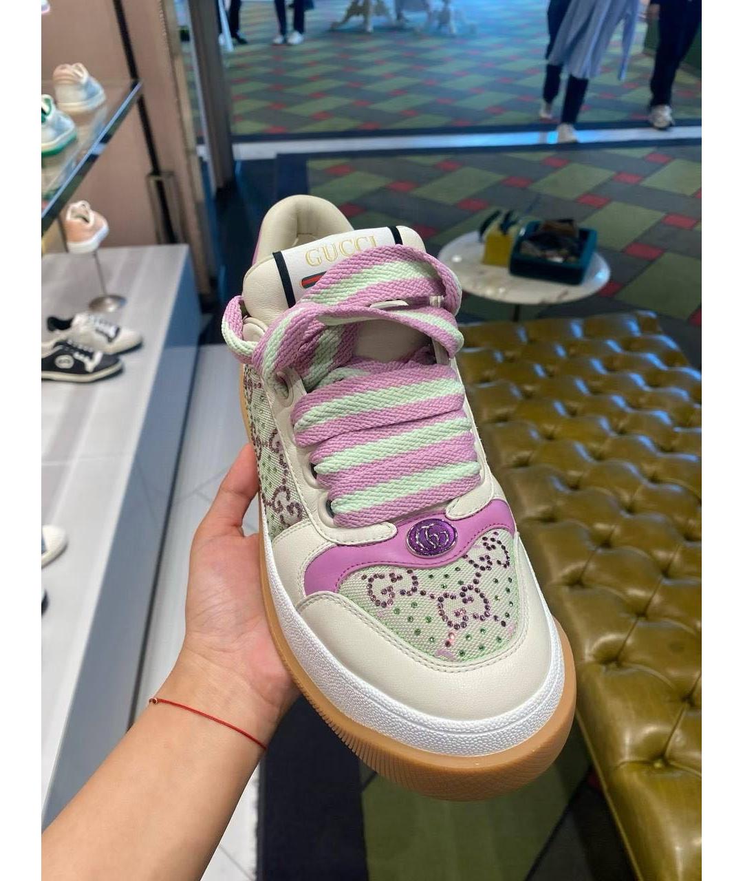 GUCCI Зеленые кожаные кроссовки, фото 5