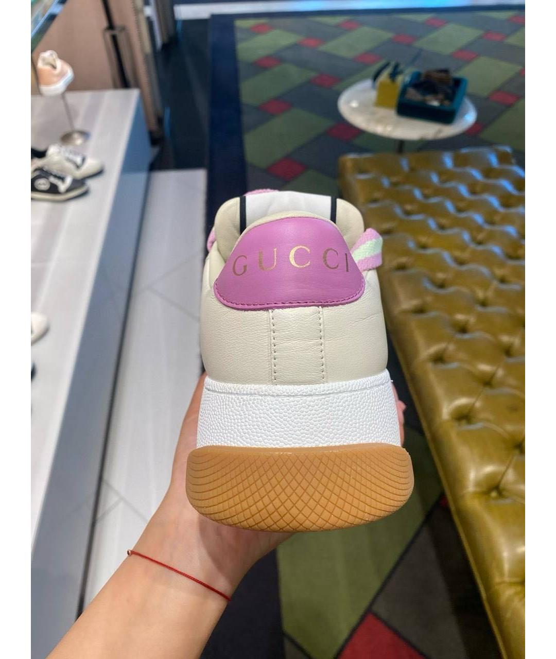 GUCCI Зеленые кожаные кроссовки, фото 4