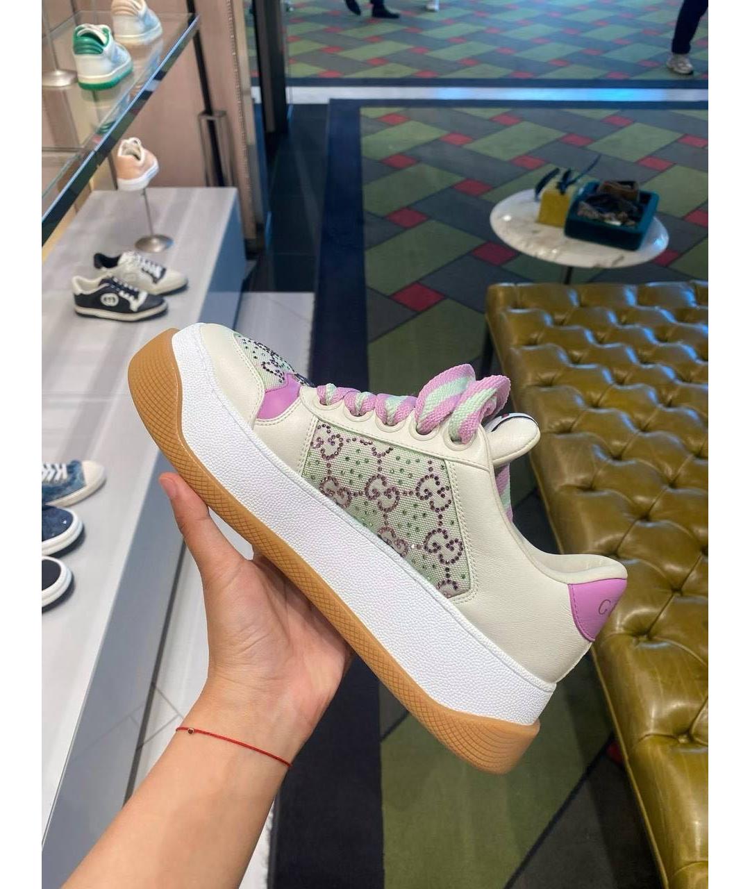 GUCCI Зеленые кожаные кроссовки, фото 6