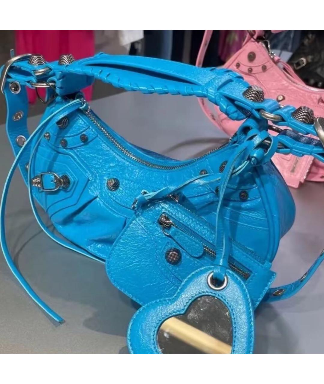 BALENCIAGA Голубая кожаная сумка через плечо, фото 4