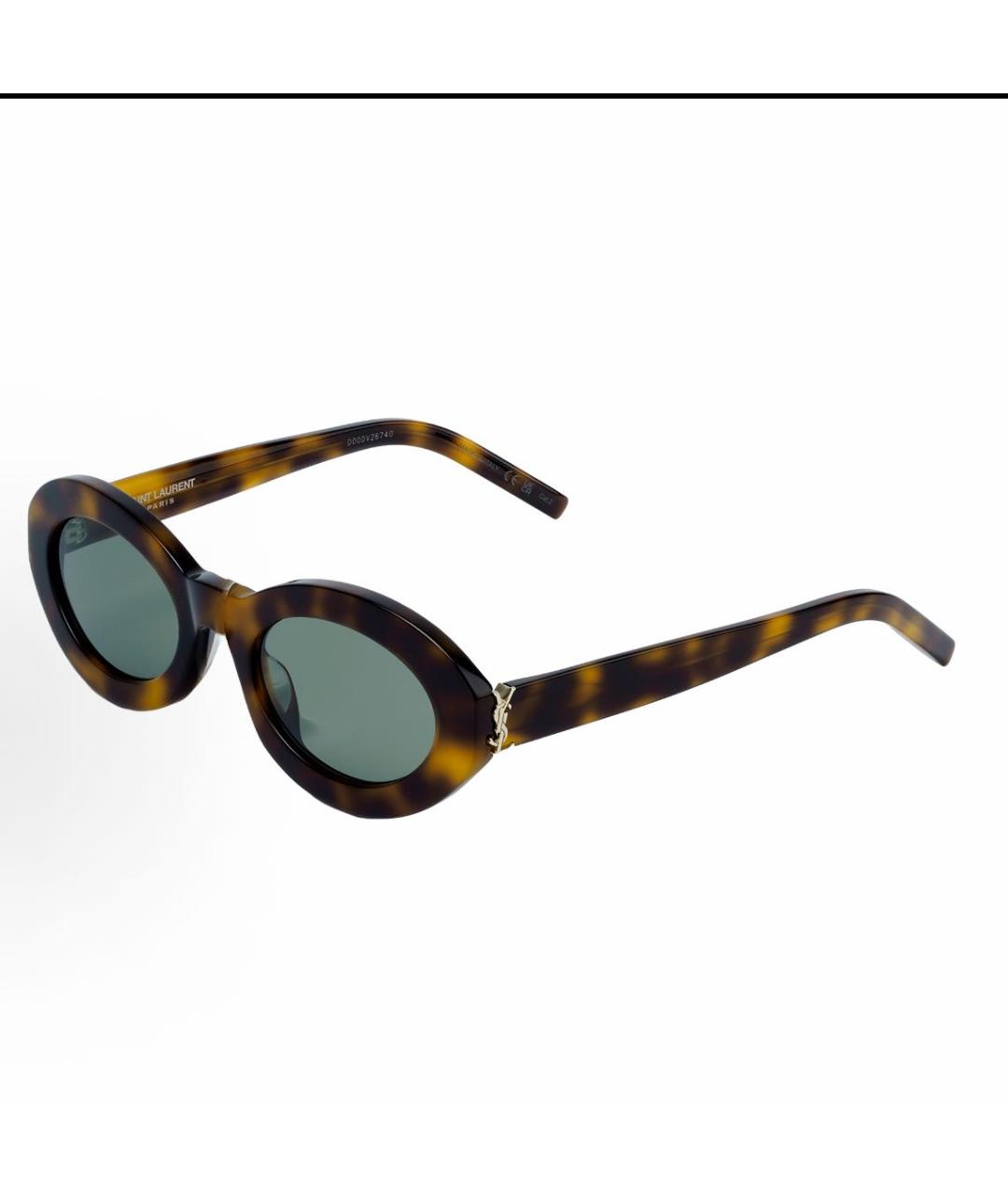 SAINT LAURENT Коричневые пластиковые солнцезащитные очки, фото 4