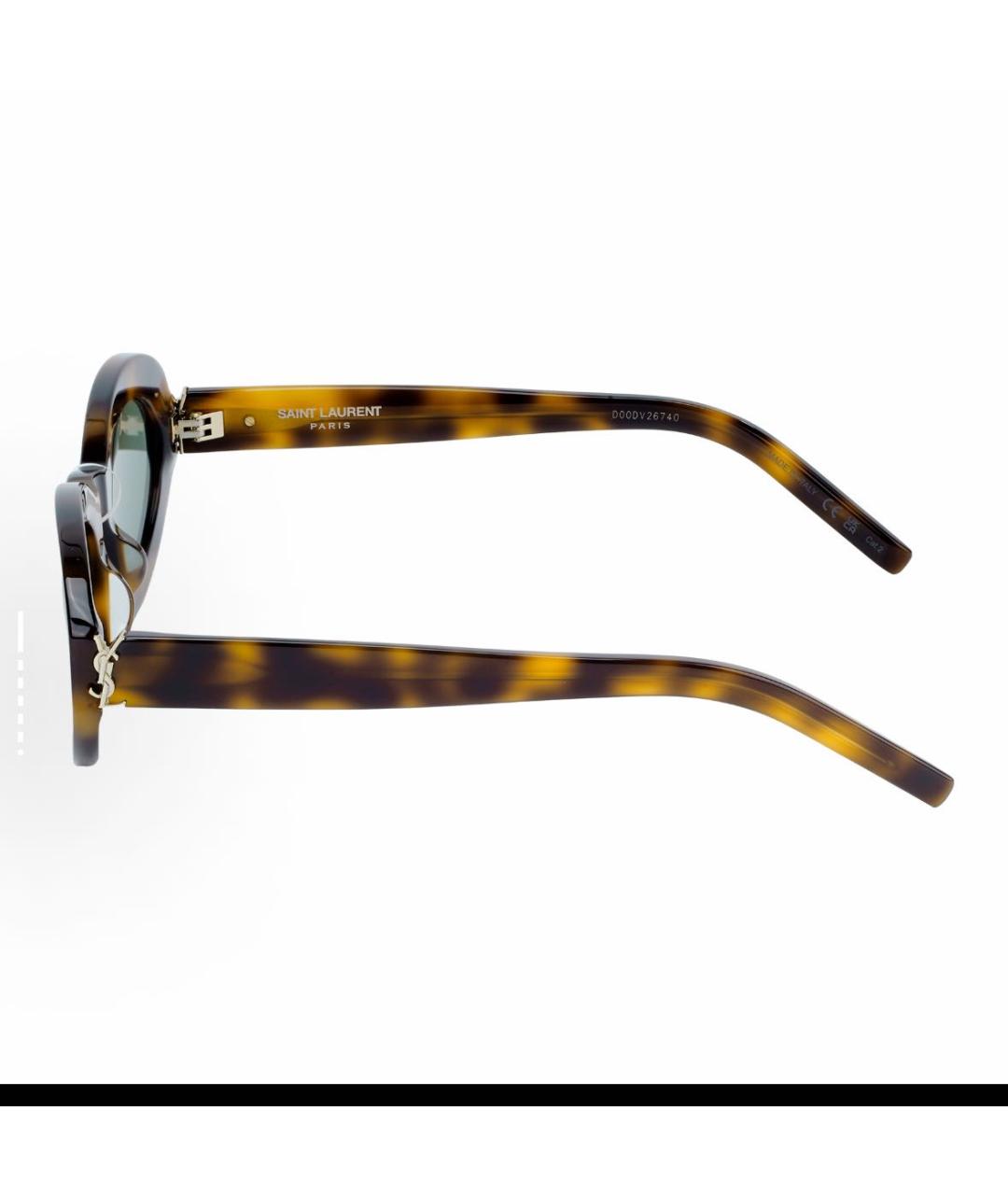 SAINT LAURENT Коричневые пластиковые солнцезащитные очки, фото 2