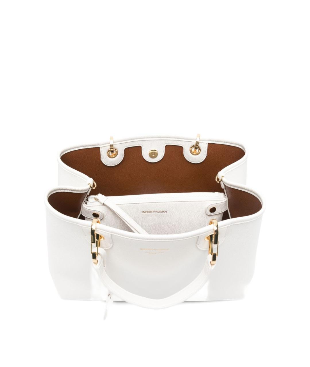 EMPORIO ARMANI Белая сумка тоут из искусственной кожи, фото 4