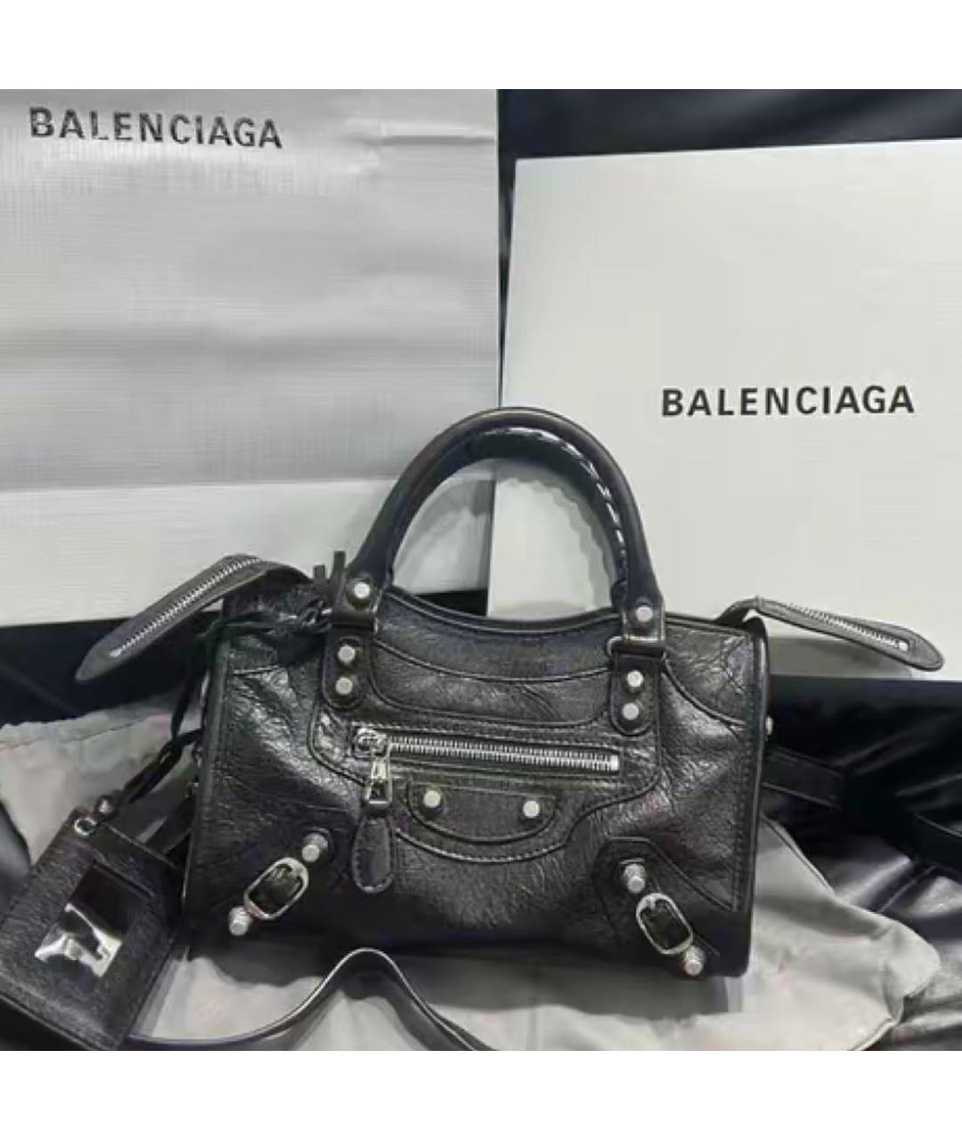 BALENCIAGA Черная кожаная сумка через плечо, фото 4