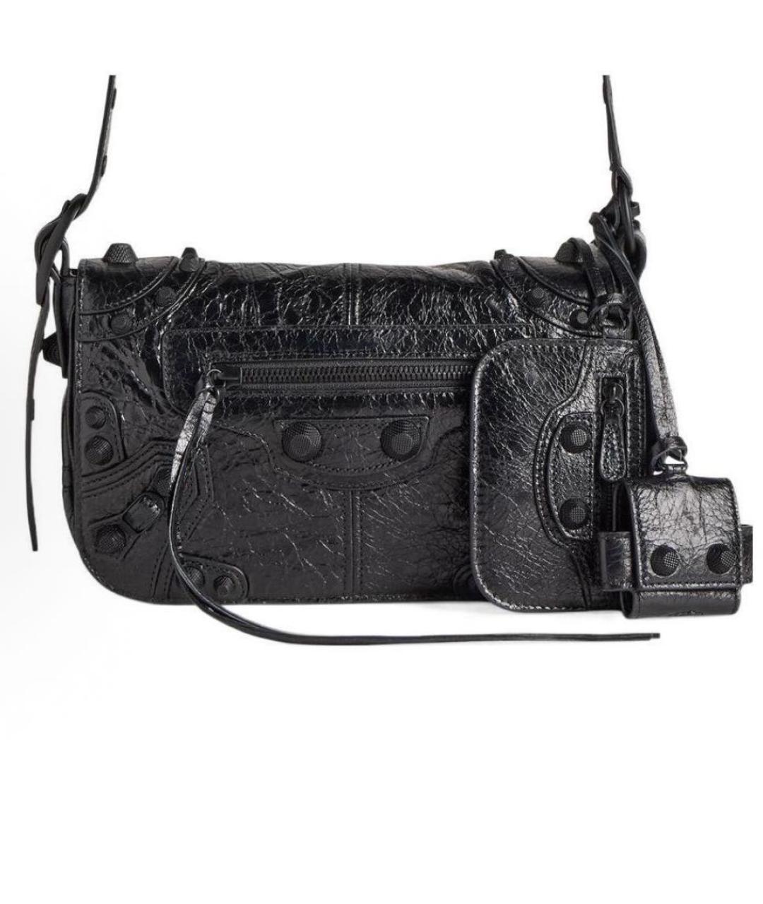 BALENCIAGA Черная кожаная сумка через плечо, фото 5